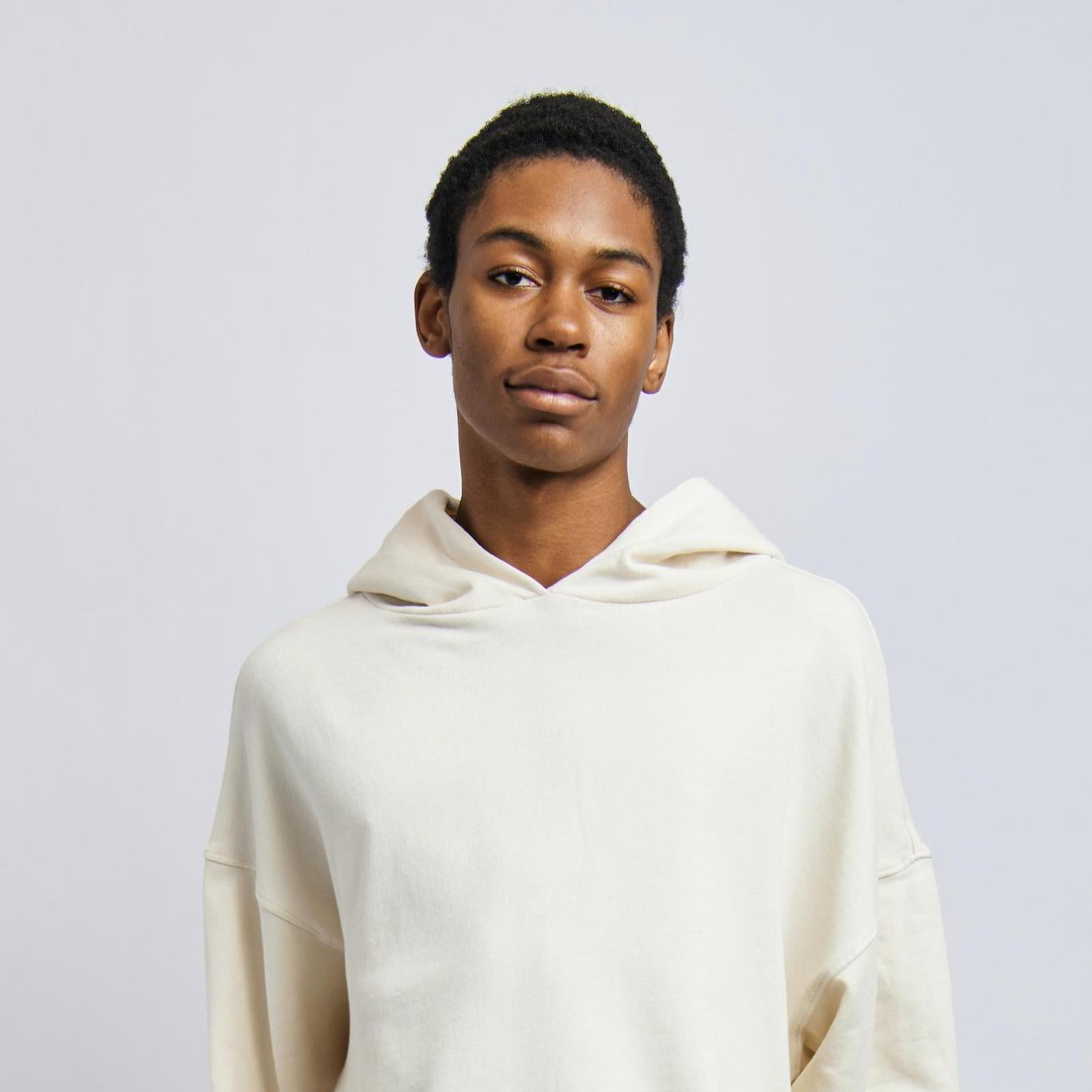 Men's Cloudfleece Cropped Hoodie, Alabaster White