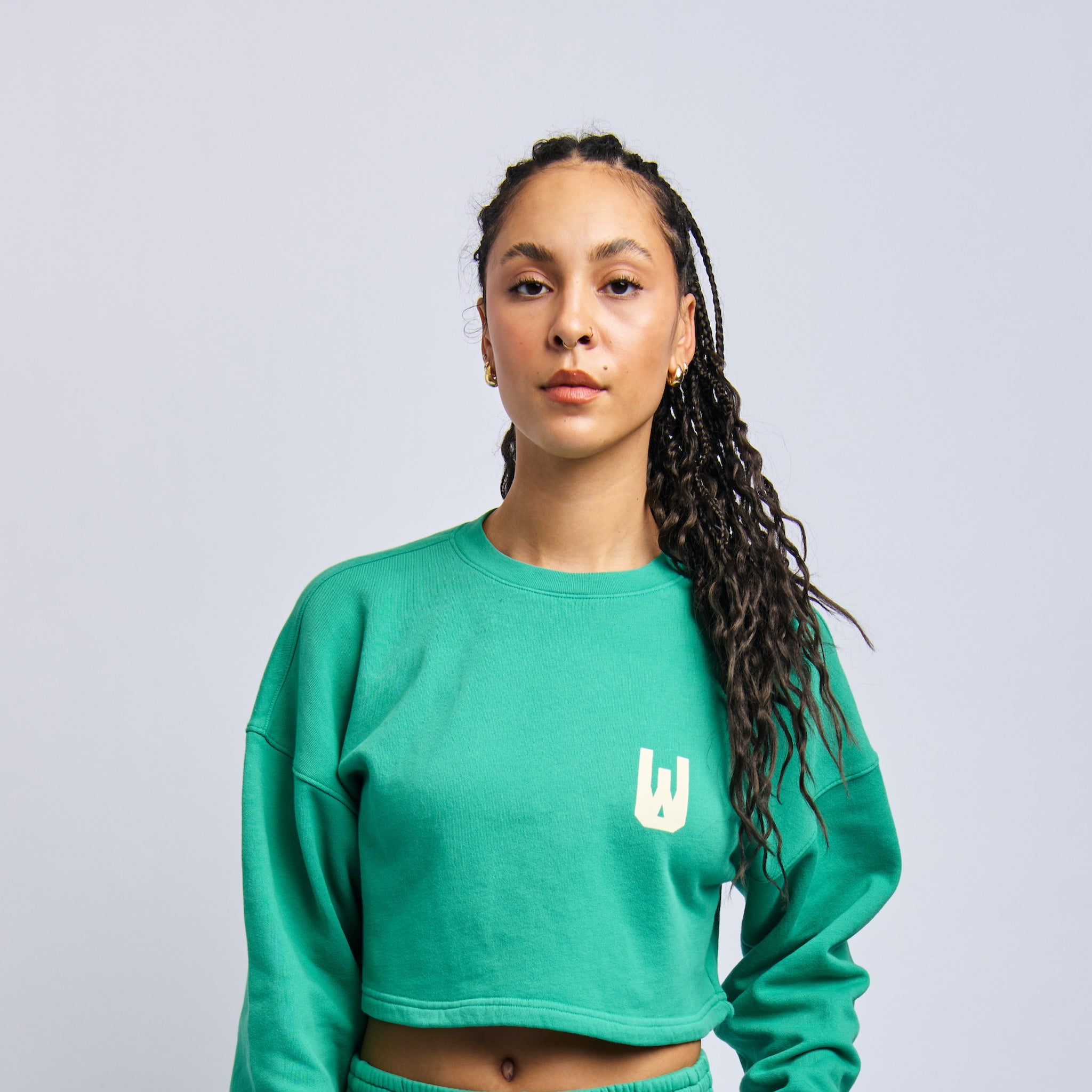 Icon Cloudfleece Cropped Sweatshirt, Digital Green