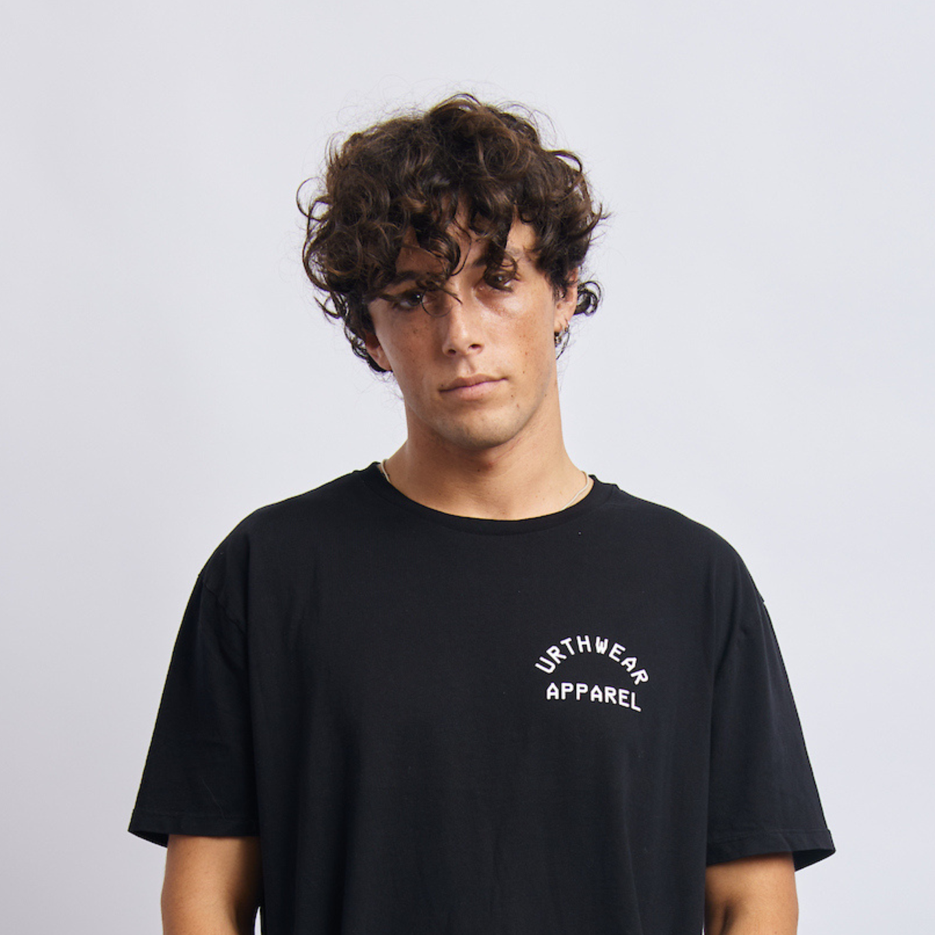 Logo Midweight Relaxed Tee, Super Black