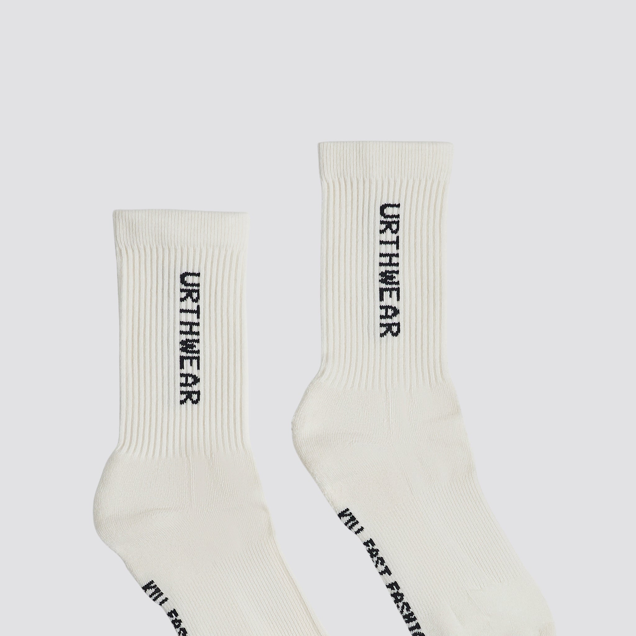 Vertical Softknit Crew Socks, Ivory White