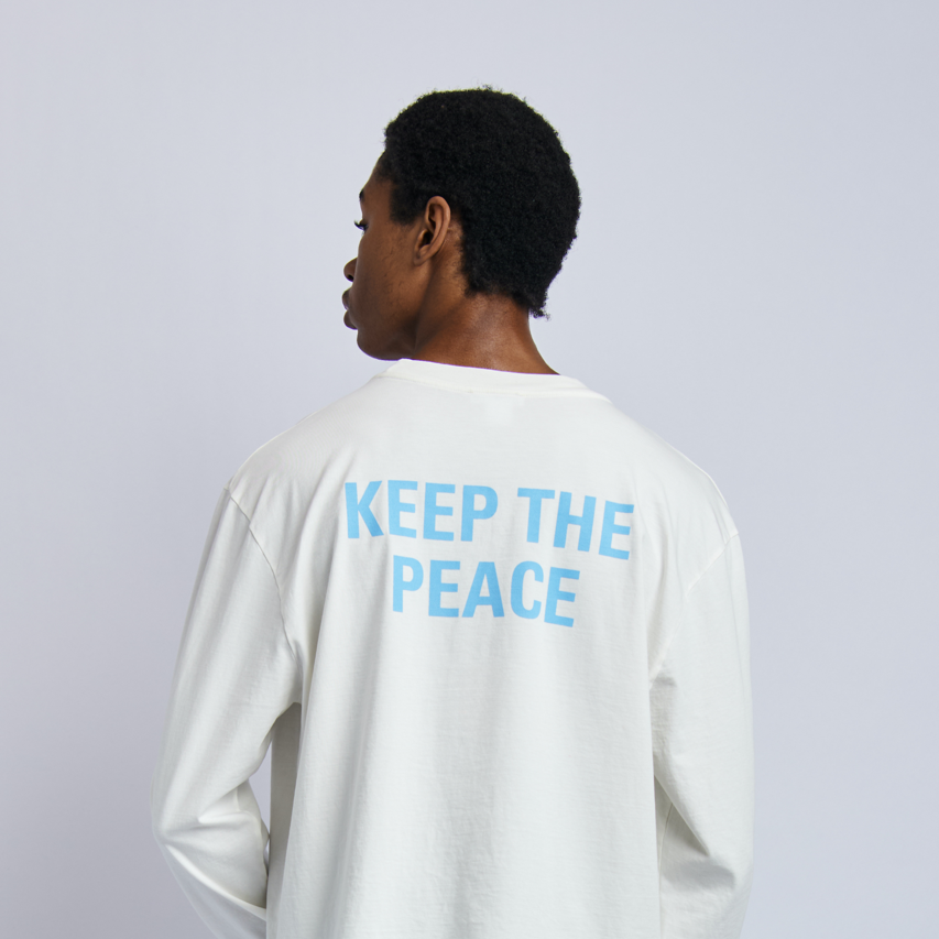 Keep The Peace Midweight Relaxed Long Sleeve, Lunar White