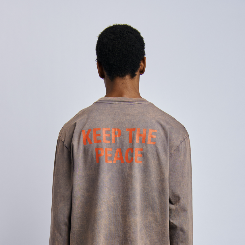 Keep The Peace Midweight Relaxed Long Sleeve, Camo Grey