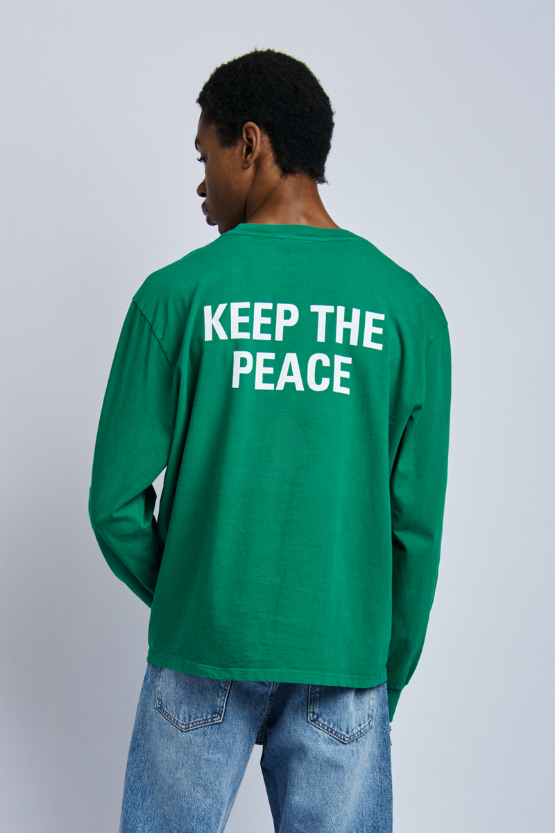 Men's Organic Cotton Long Sleeve - Green, Relaxed Fit, GOTS