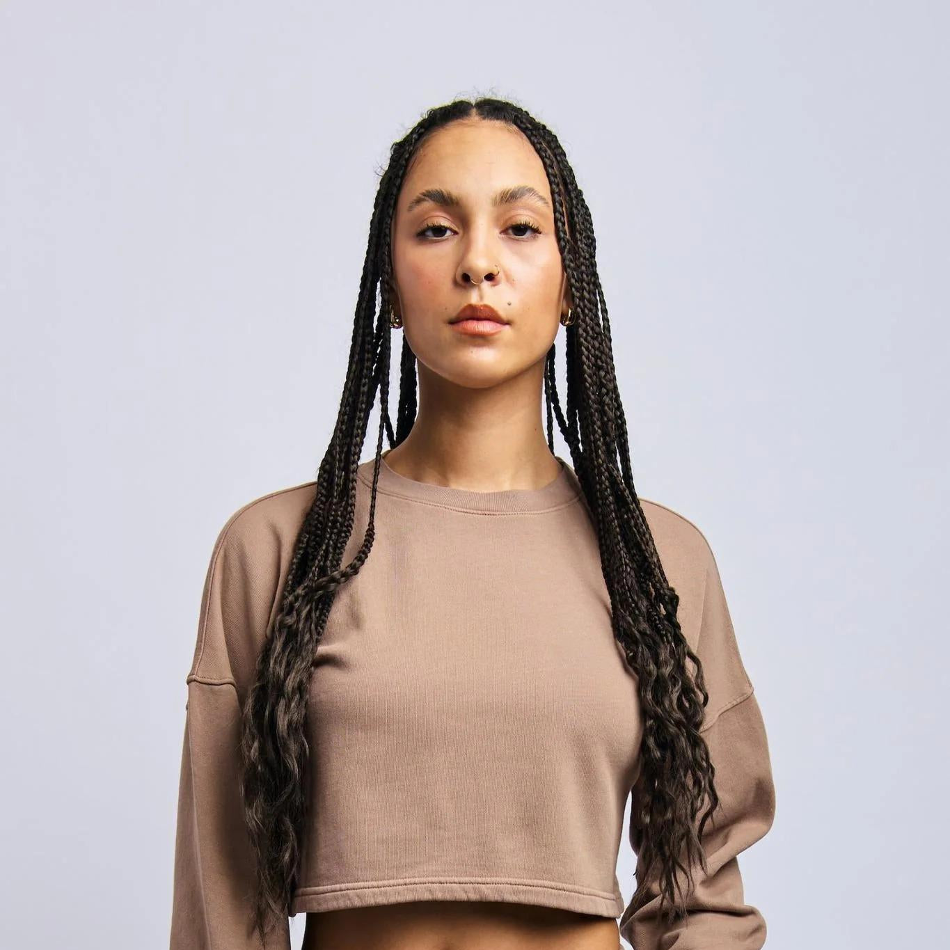 Lightweight Cropped Sweatshirt, Desert Clay