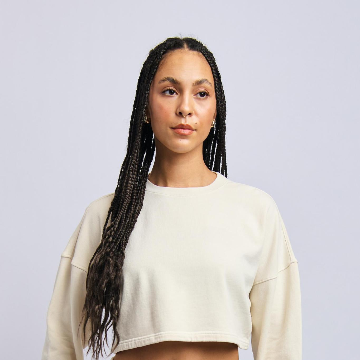 Cloudfleece Cropped Sweatshirt, Alabaster White