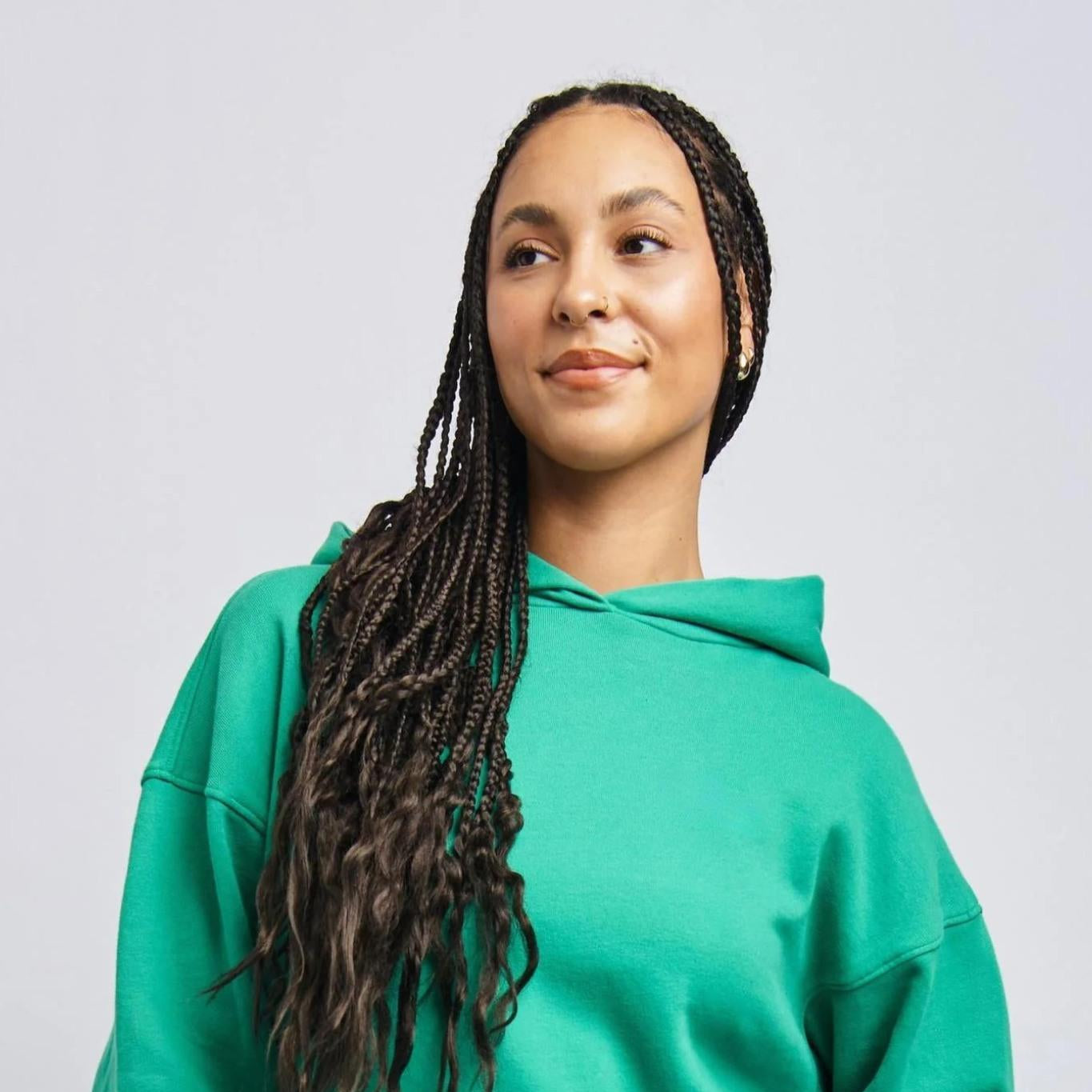 Women's Lightweight Boxy Hoodie, Digital Green