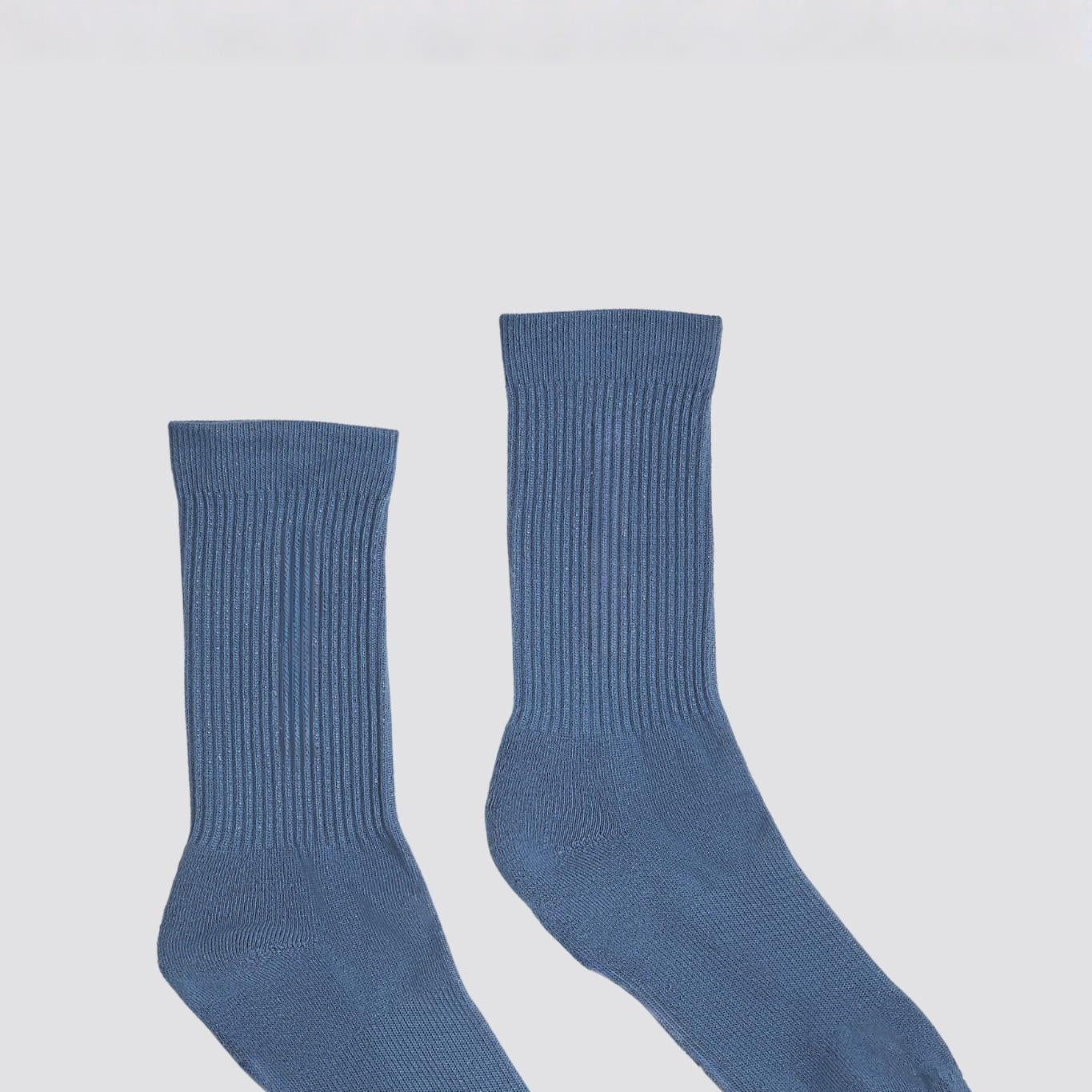 Softknit Crew Socks, Stone Blue
