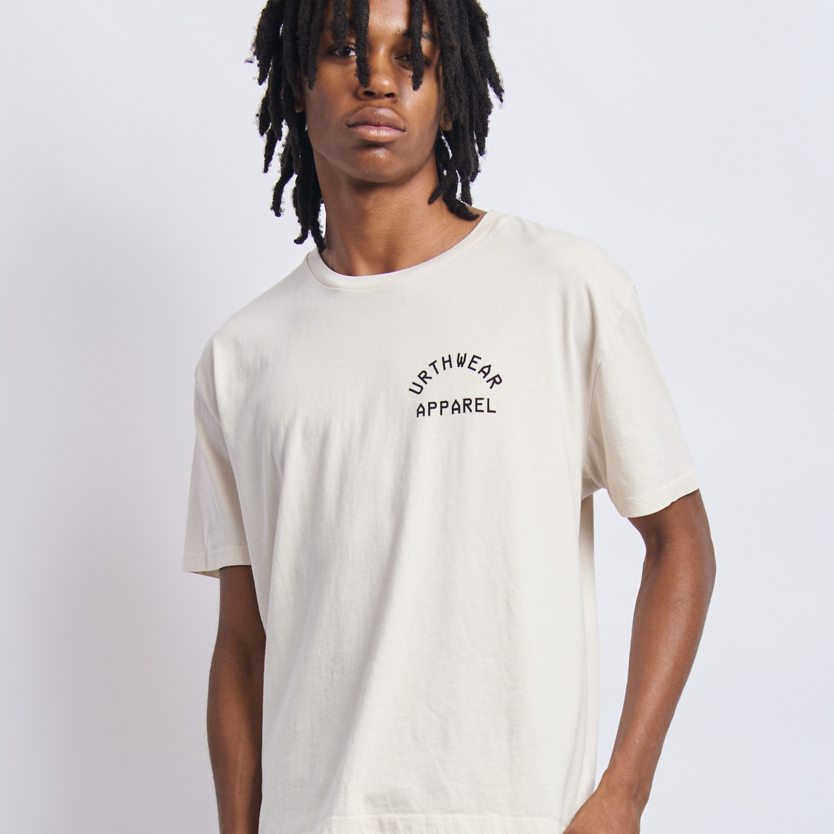 Mens Off-White Relaxed Tee – GOTS Cotton, Sustainable