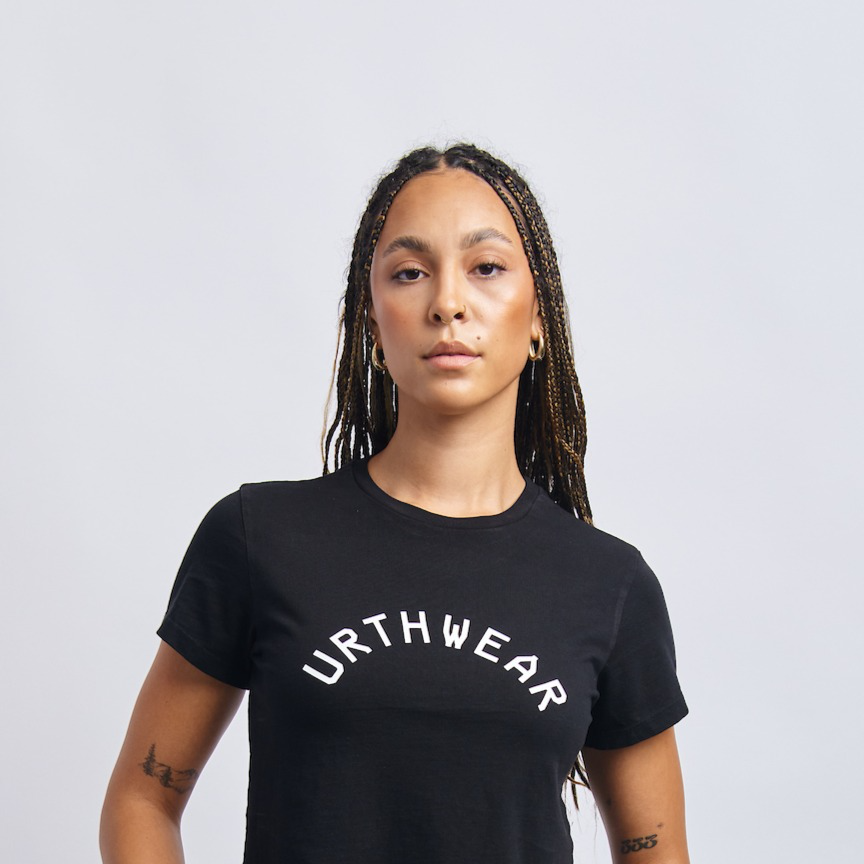 Arch Logo Midweight Crew Tee, Super Black