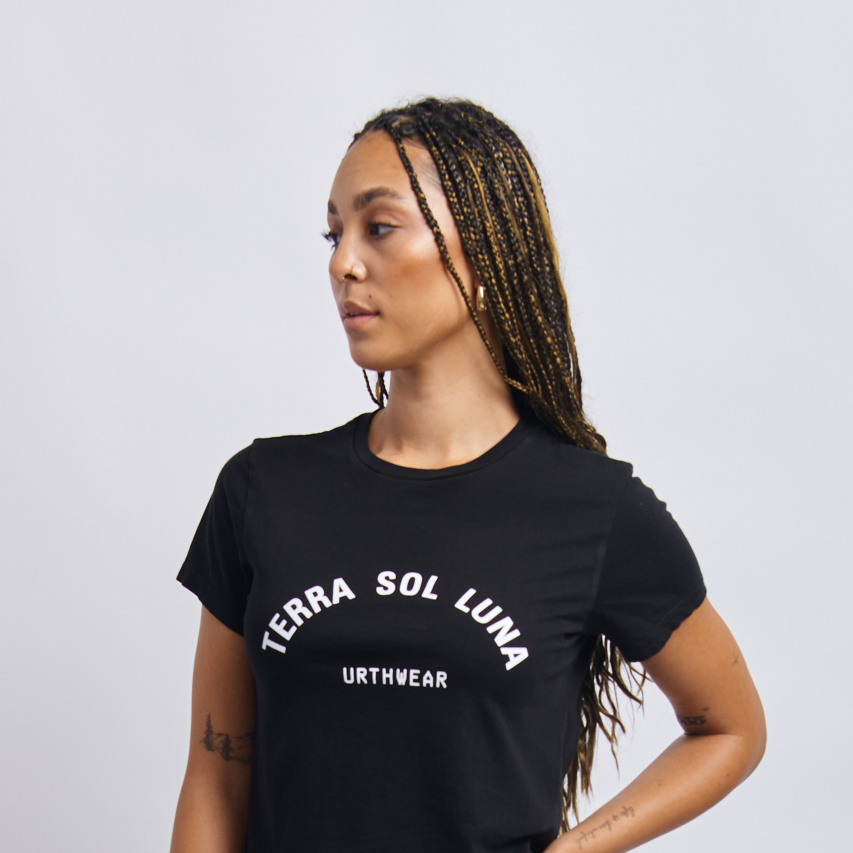 Terra Sol Luna Midweight Crew Tee, Super Black