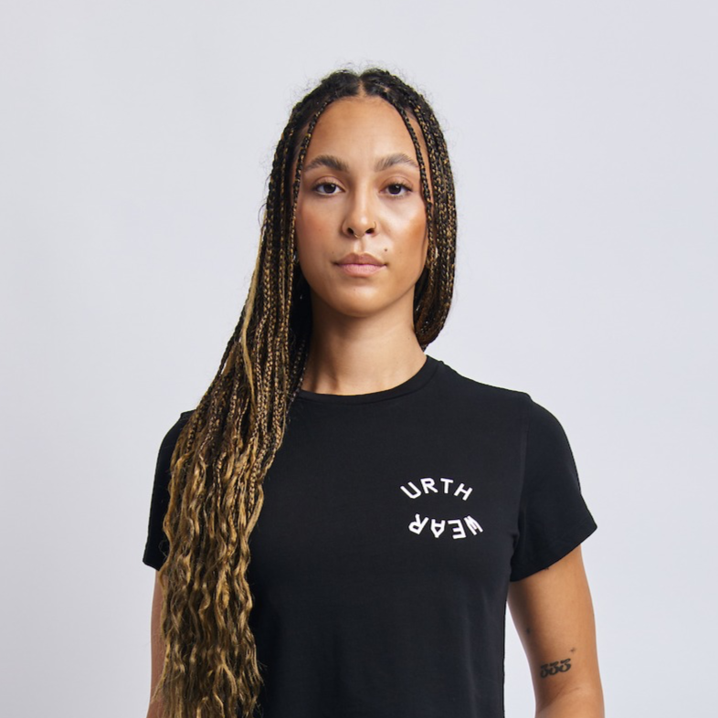 Split Logo Midweight Crew Tee, Super Black