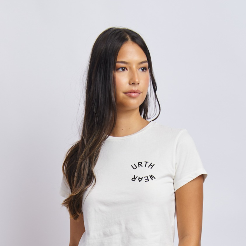 Split Logo Midweight Crew Tee, Lunar White