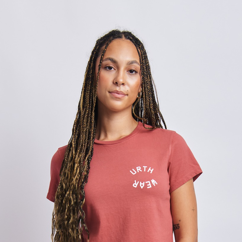 Split Logo Midweight Crew Tee, Ash Red