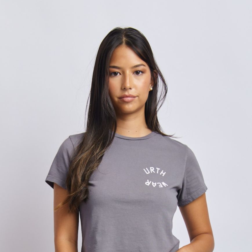 Split Logo Midweight Crew Tee, Gravel Grey