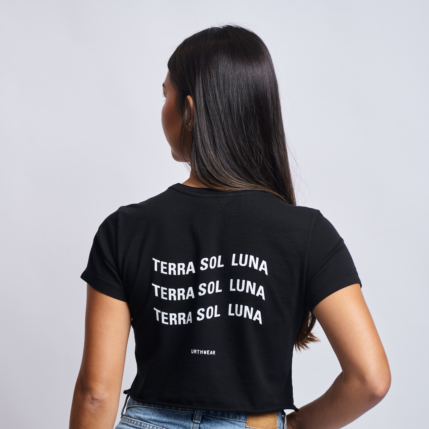 Terra Sol Luna Midweight Cropped Tee, Super Black