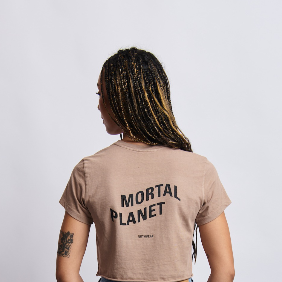 Mortal Planet Midweight Cropped Tee, Desert Clay