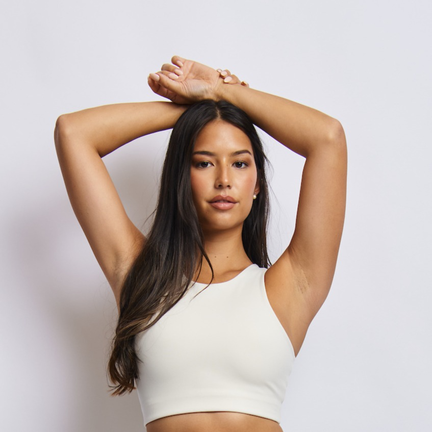 Ecomoss High Neck Racerback Bra, Alabaster White