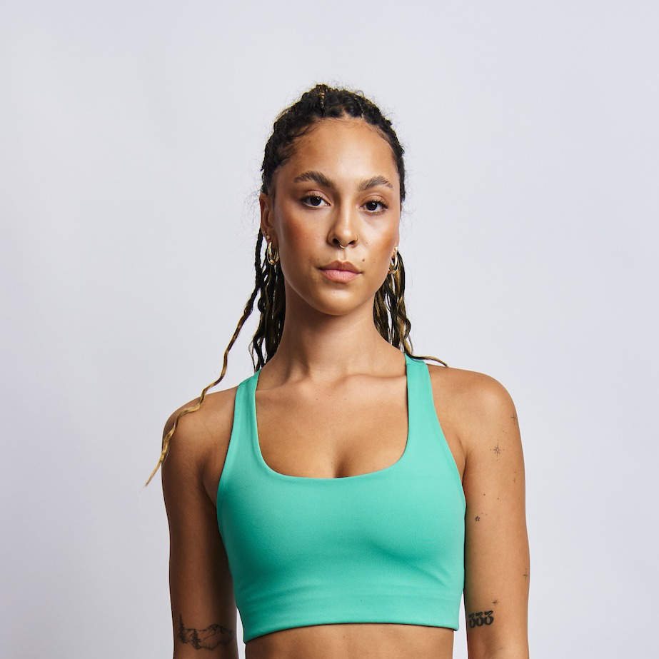 Ecomoss Low Neck Racerback Bra, Digital Green