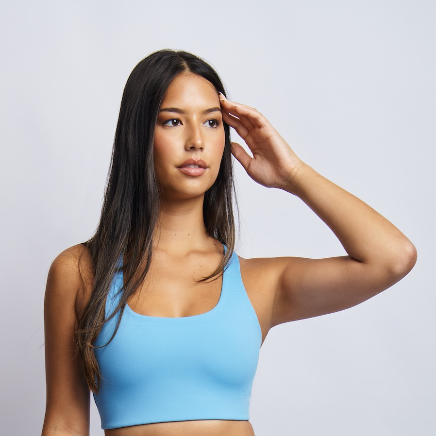Ecomoss Low Neck Racerback Bra, Electric Blue