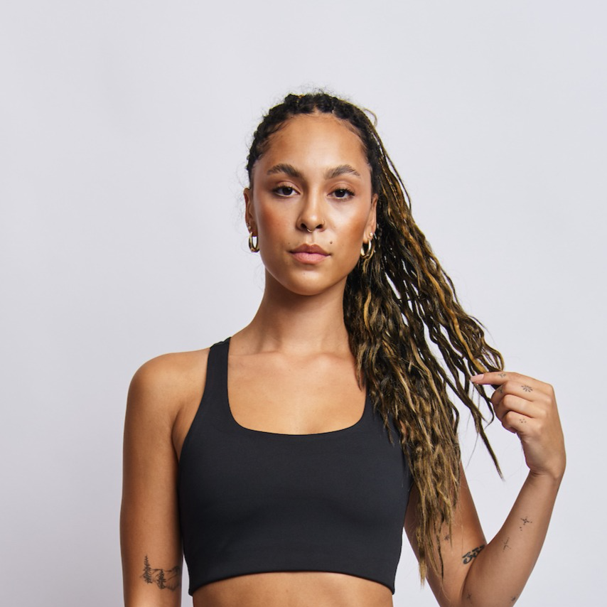 Ecomoss Low Neck Racerback Bra, Raven Black