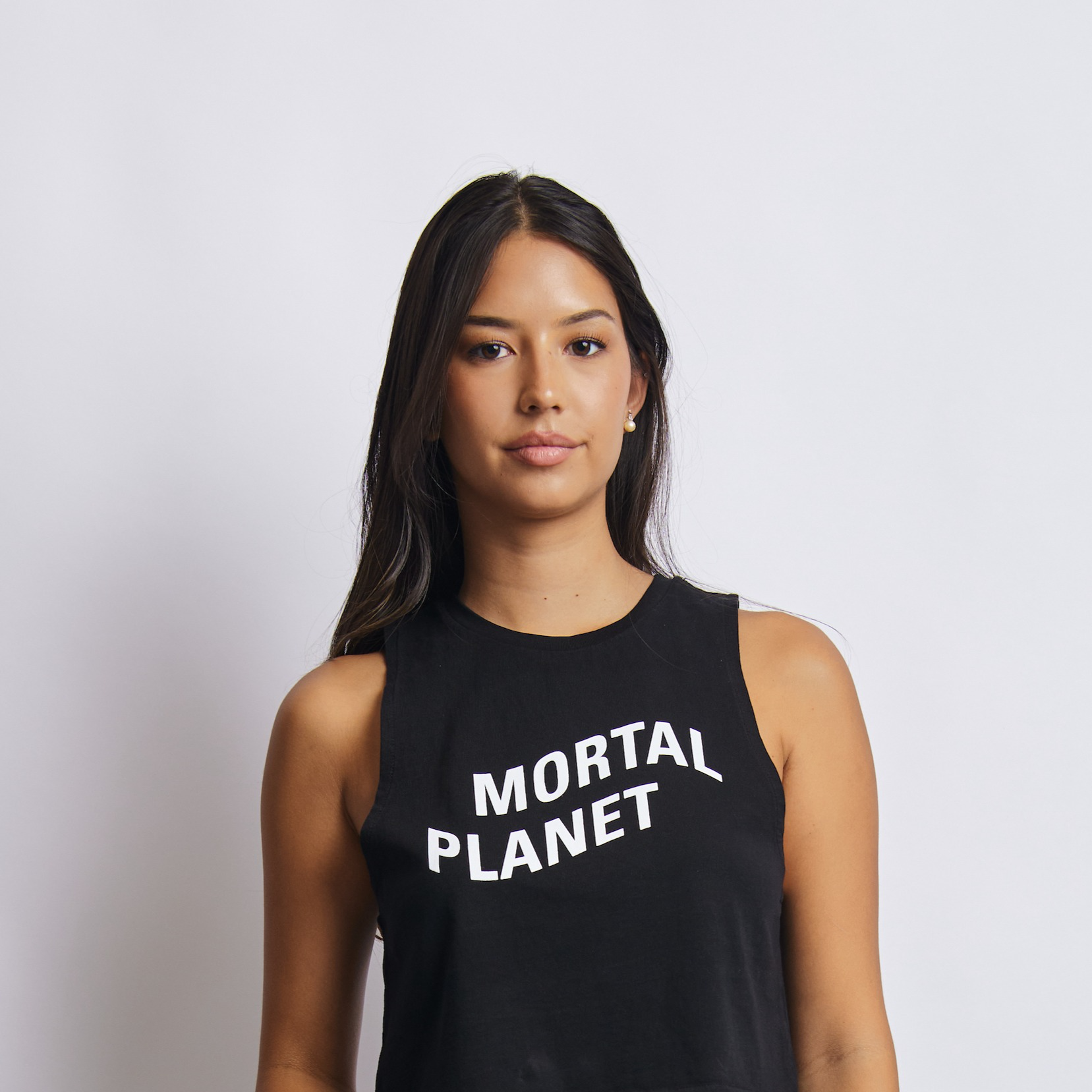Mortal Planet Midweight Cropped Tank, Super Black