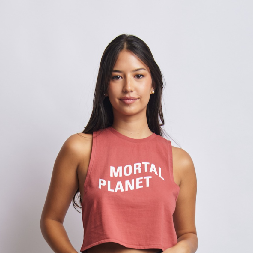 Mortal Planet Midweight Cropped Tank, Ash Red