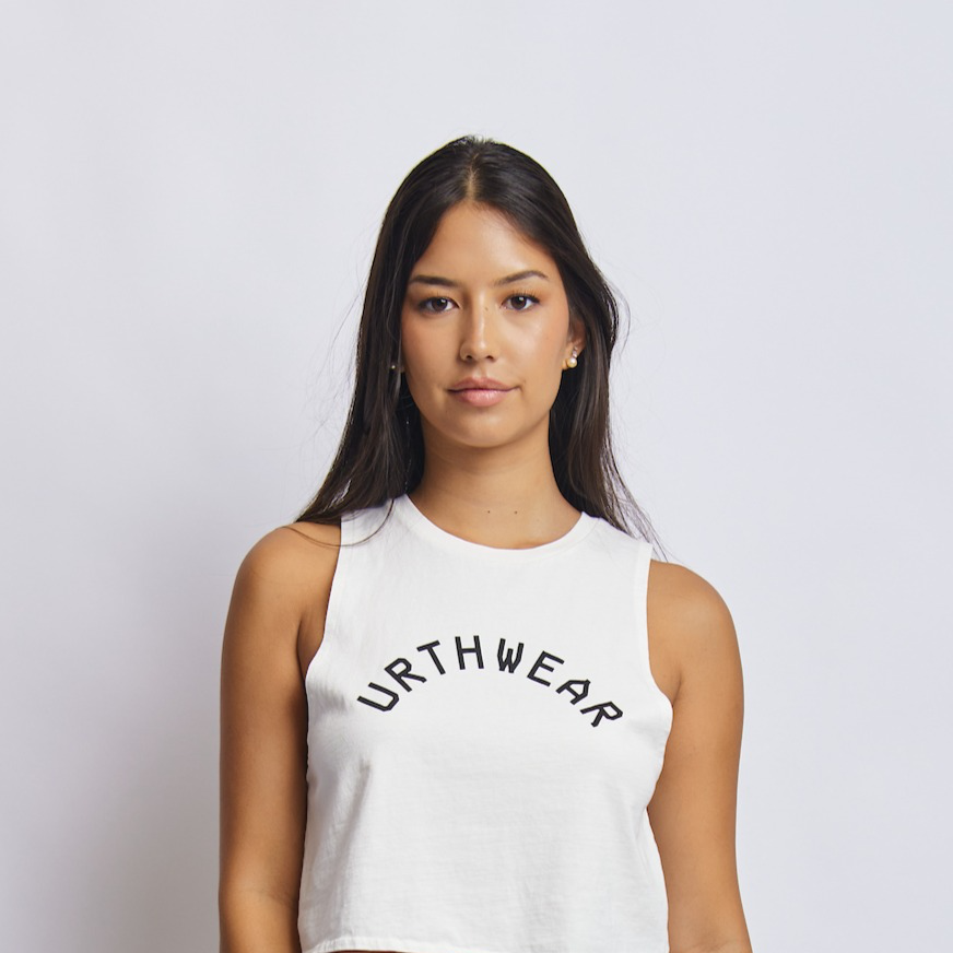 Arch Logo Midweight Cropped Tank, Lunar White