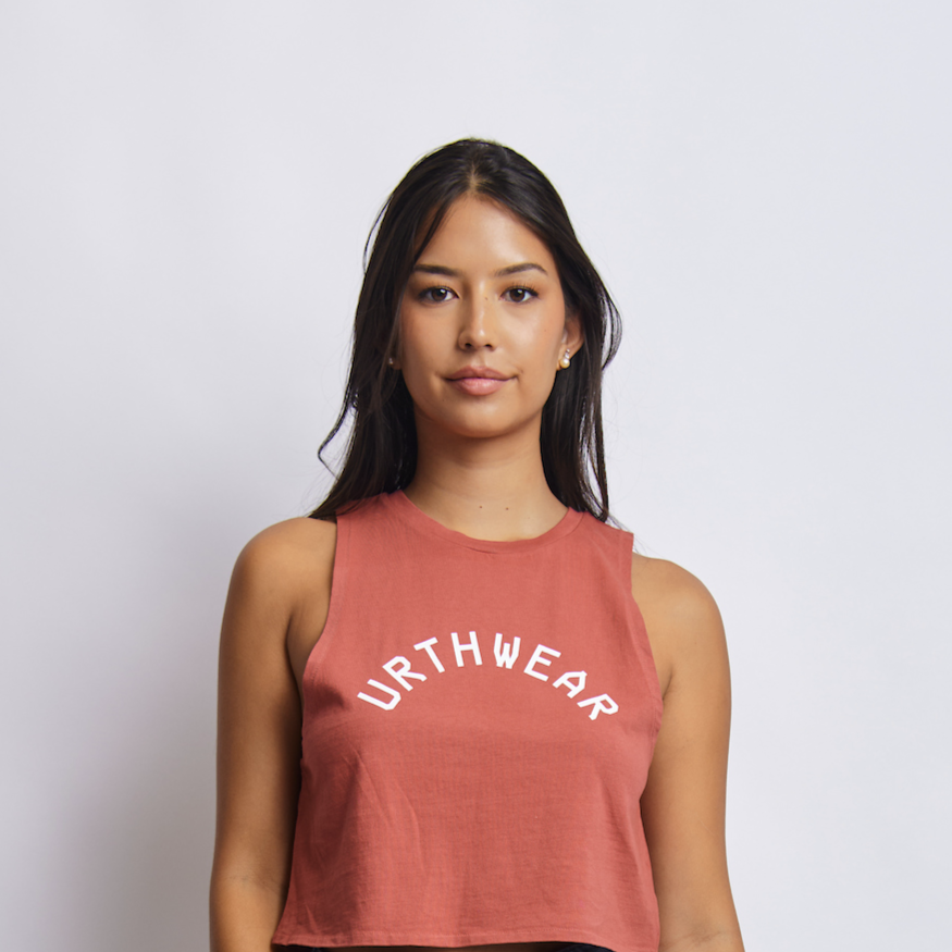 Arch Logo Midweight Cropped Tank, Ash Red
