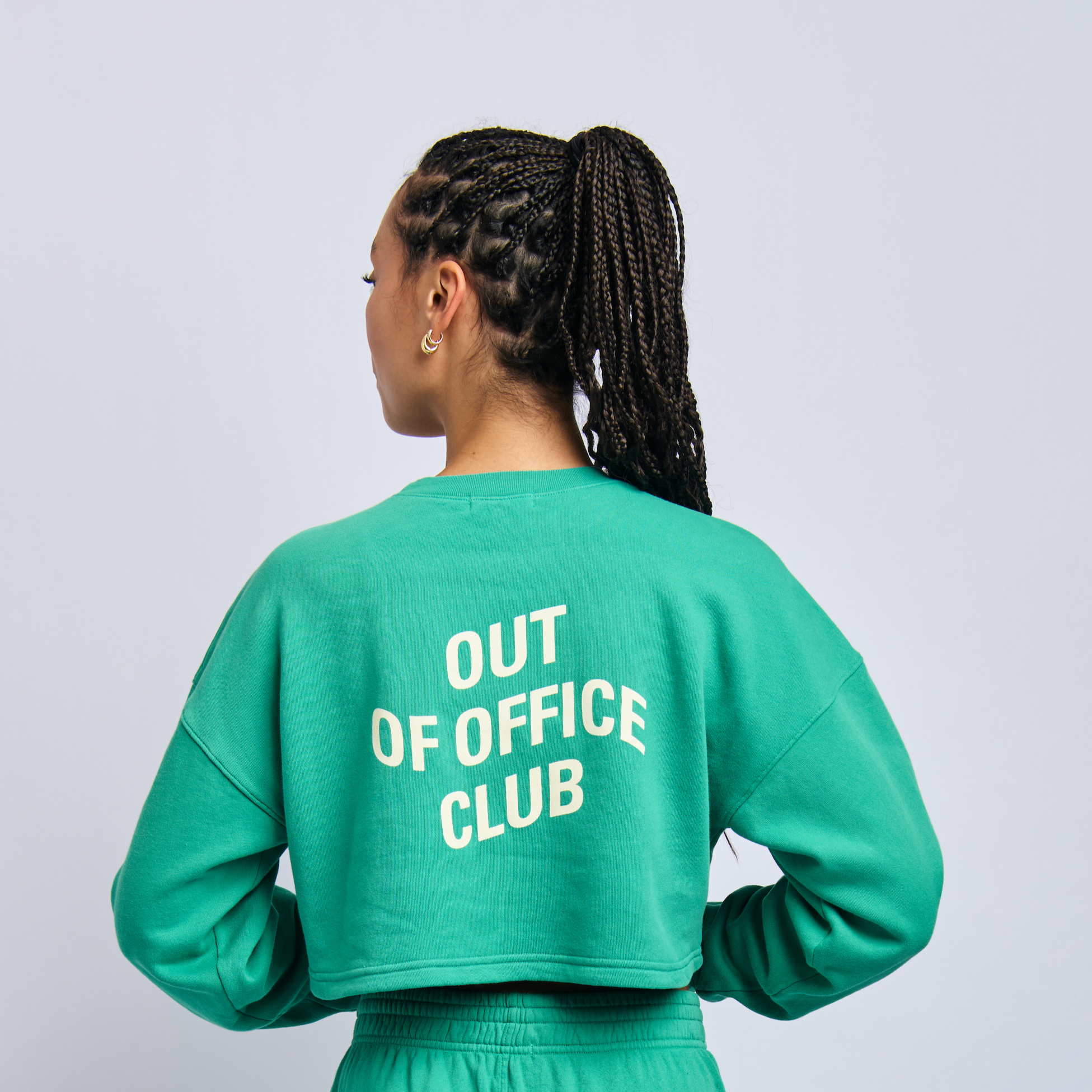Out Of Office Cloudfleece Cropped Sweatshirt, Digital Green