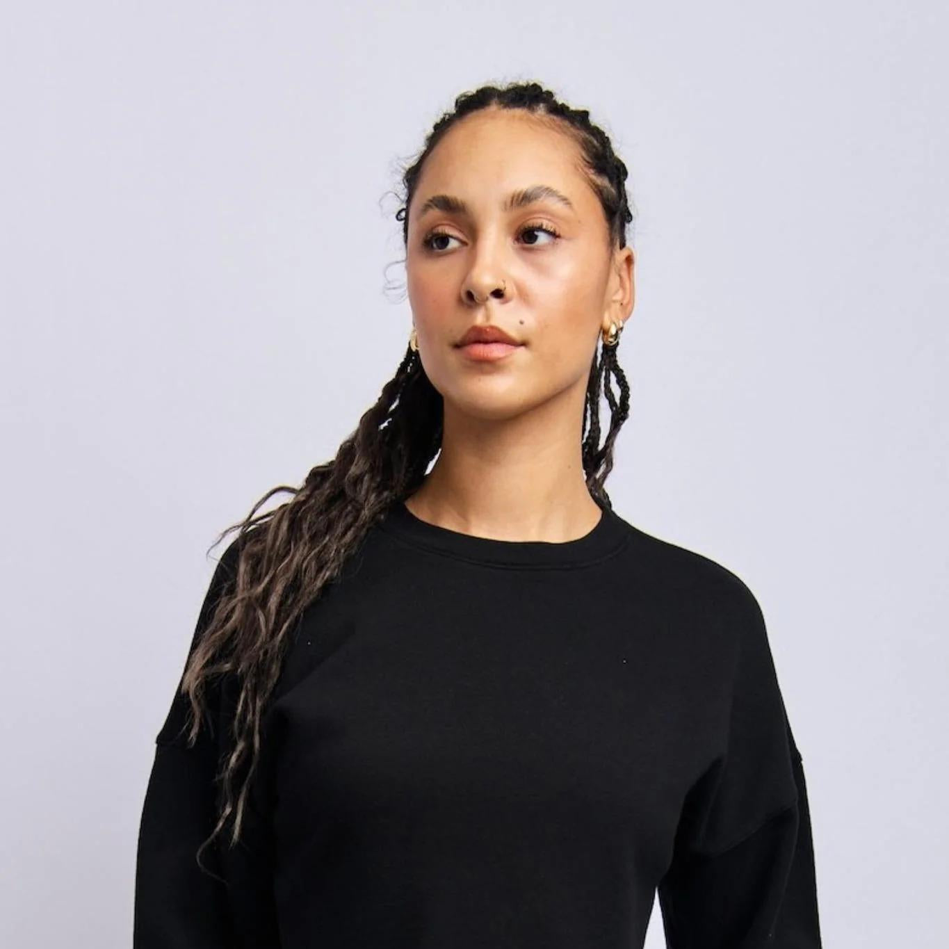 Lightweight Cropped Sweatshirt, Super Black