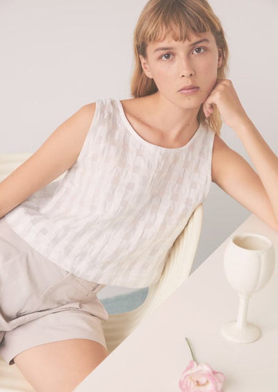 Myrtille Top, Ivory & Grey by Eve Gravel - Sustainable