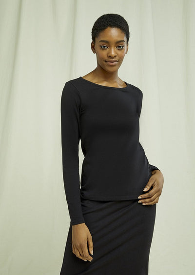 Fallon Long Sleeve Top, Black by People Tree - Sustainable