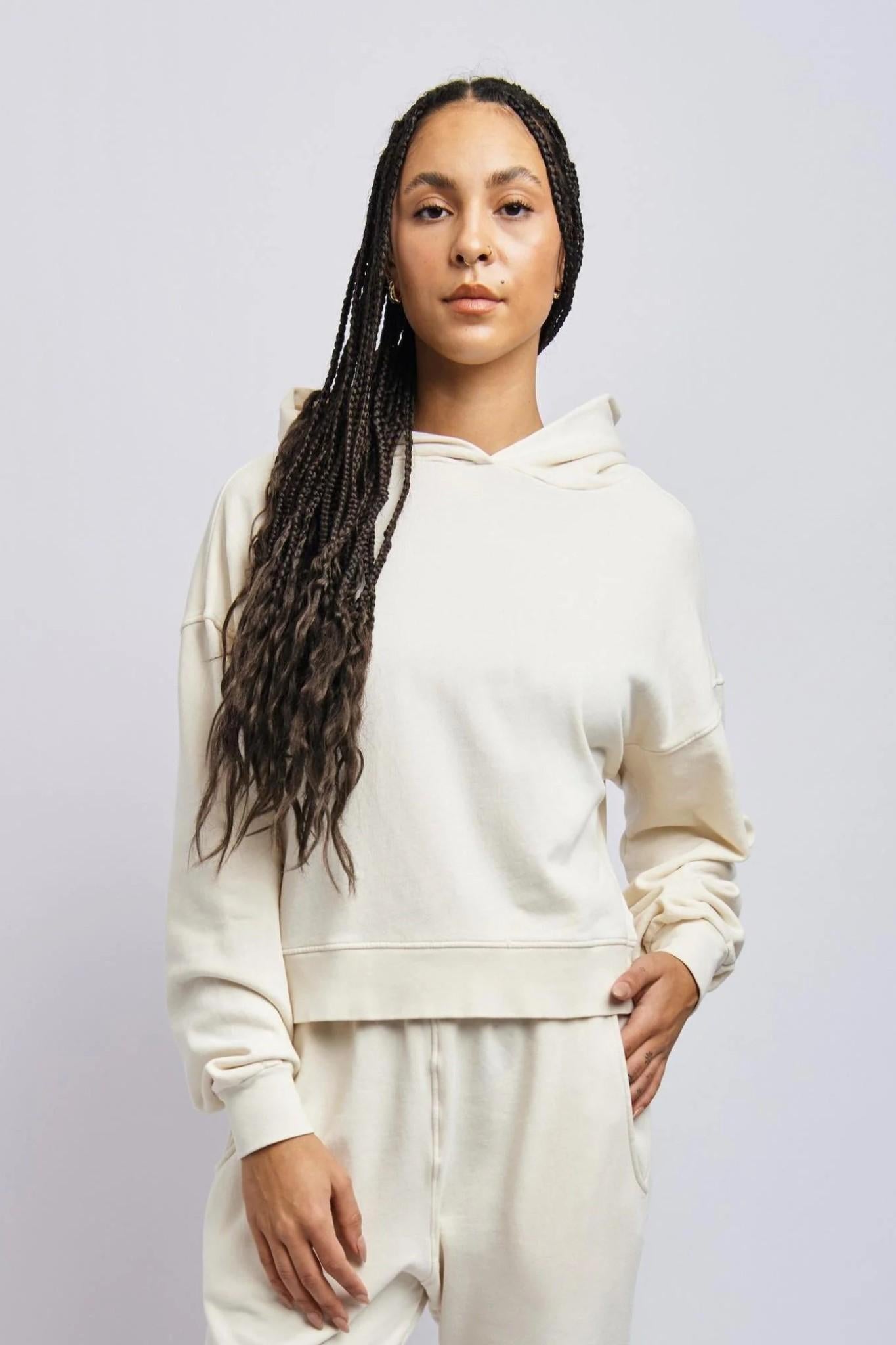 Women's Lightweight Boxy Hoodie, Alabaster White