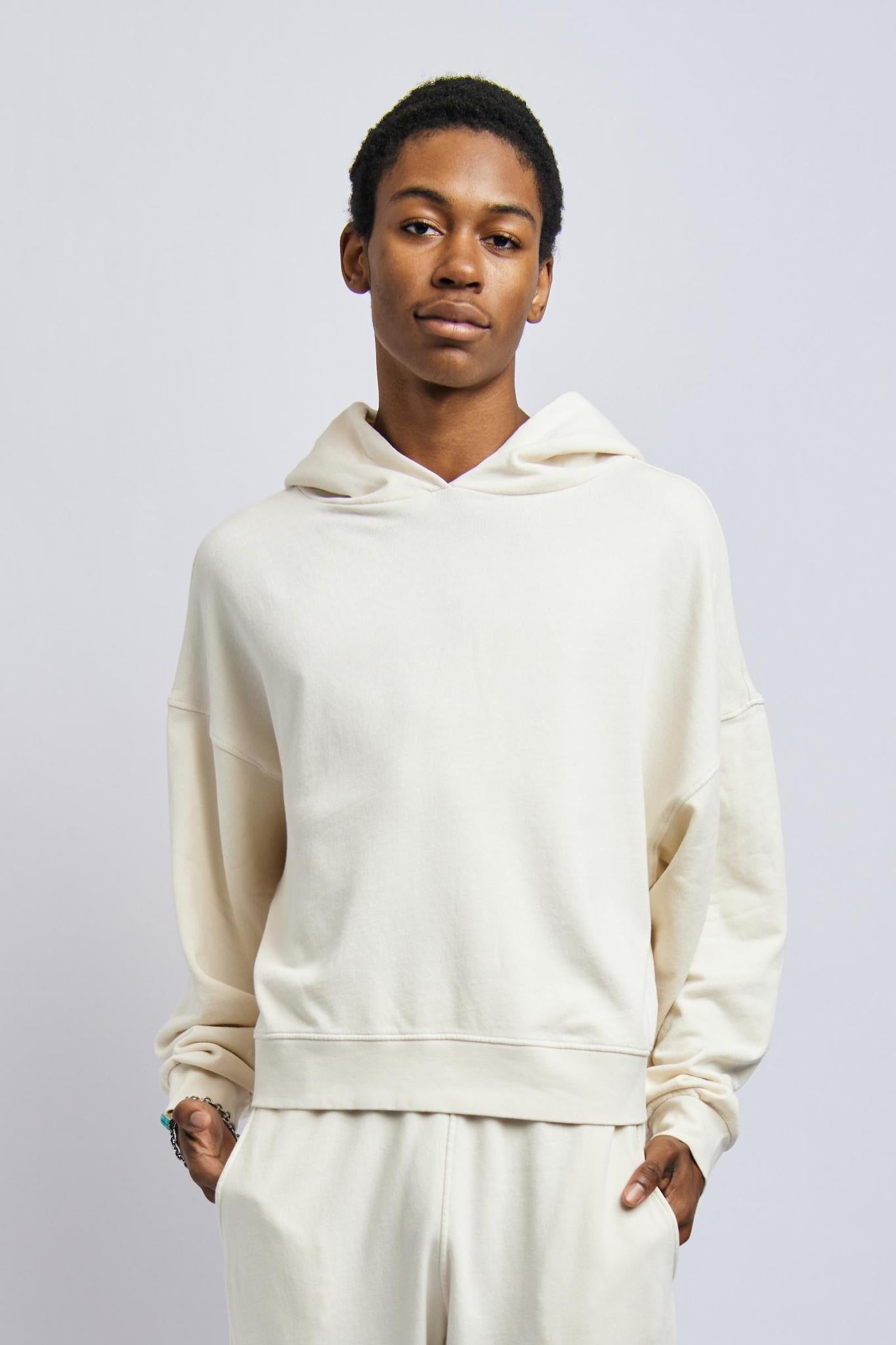 Men's Cloudfleece Cropped Hoodie, Alabaster White