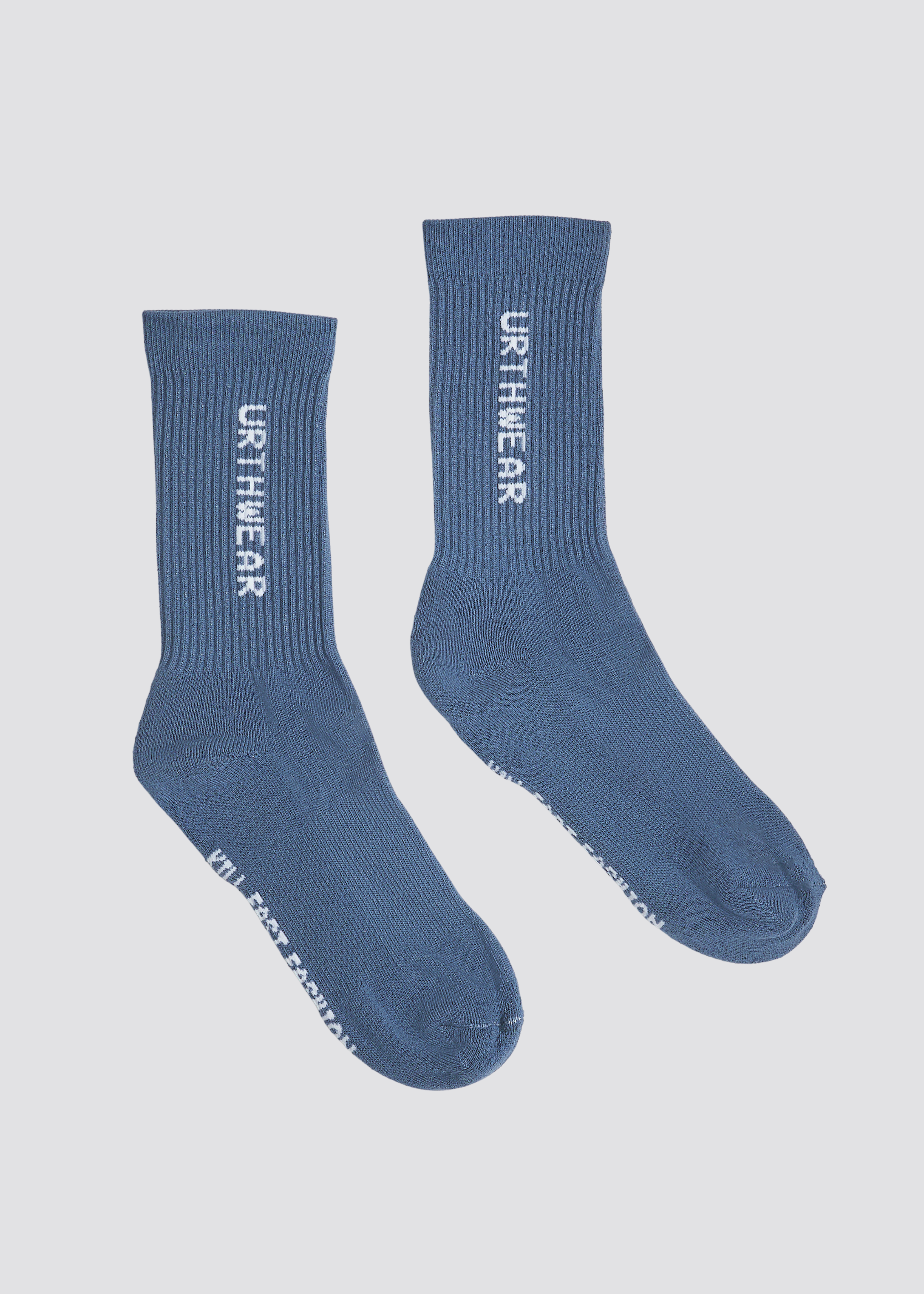 Vertical Street Crew Socks, Stone Blue