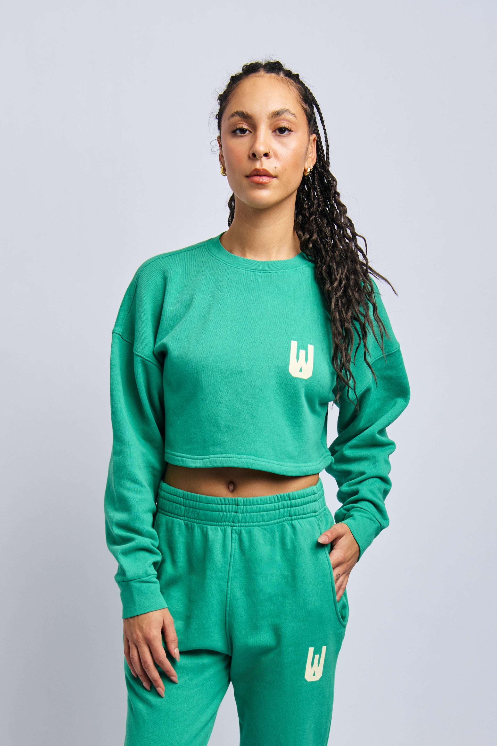 Icon Cloudfleece Cropped Sweatshirt, Digital Green