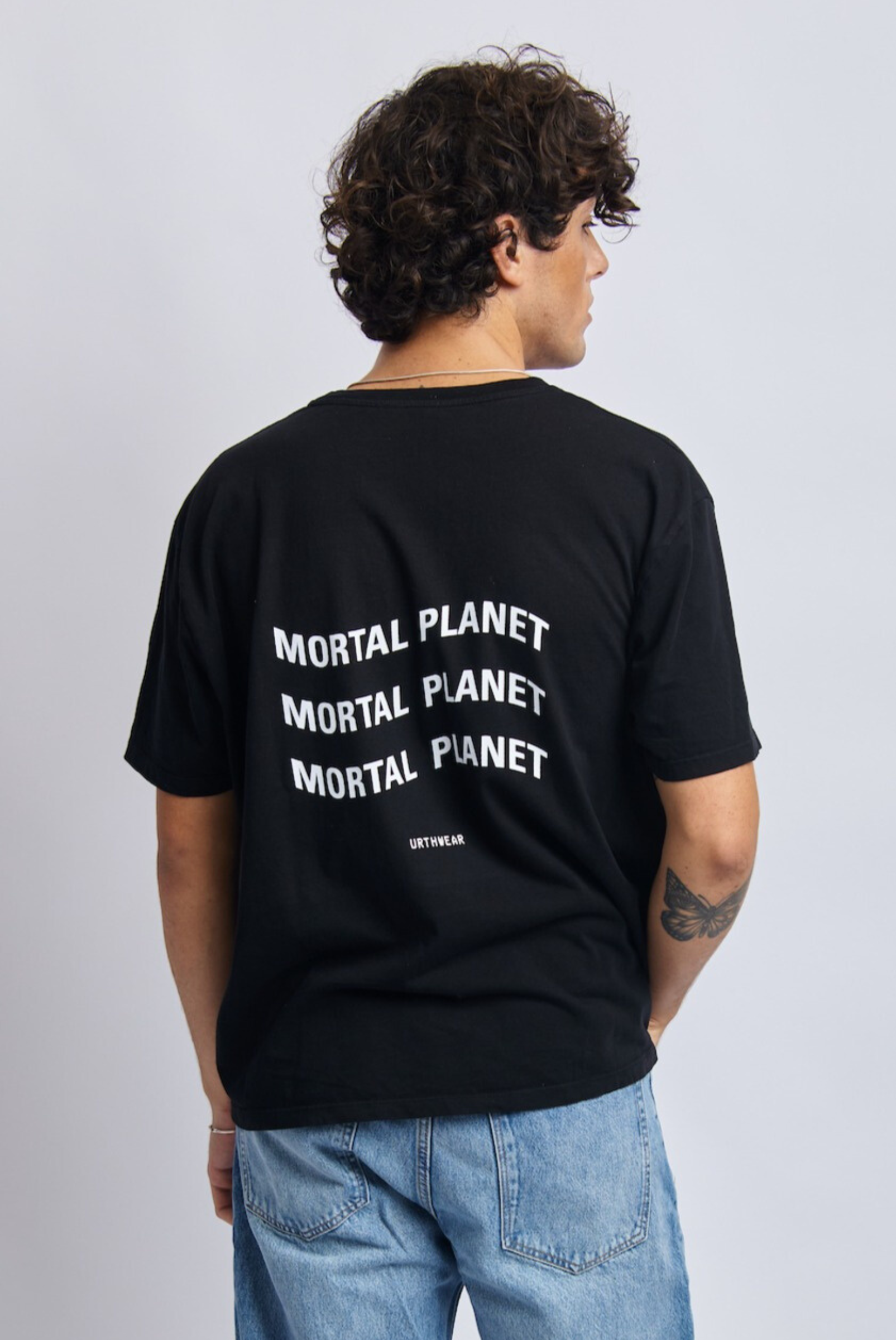 Mortal Planet Midweight Relaxed Tee, Super Black