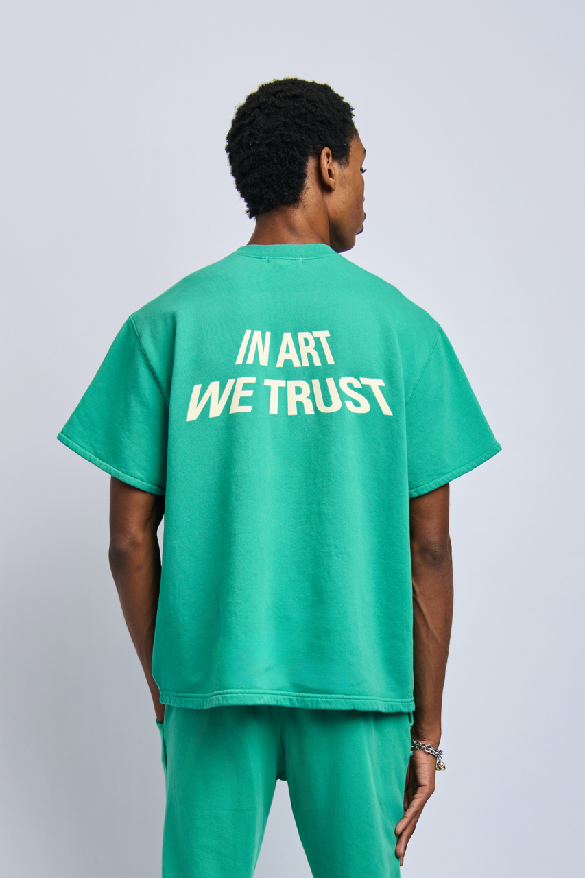 In Art We Trust Cloudfleece Oversized Tee, Digital Green