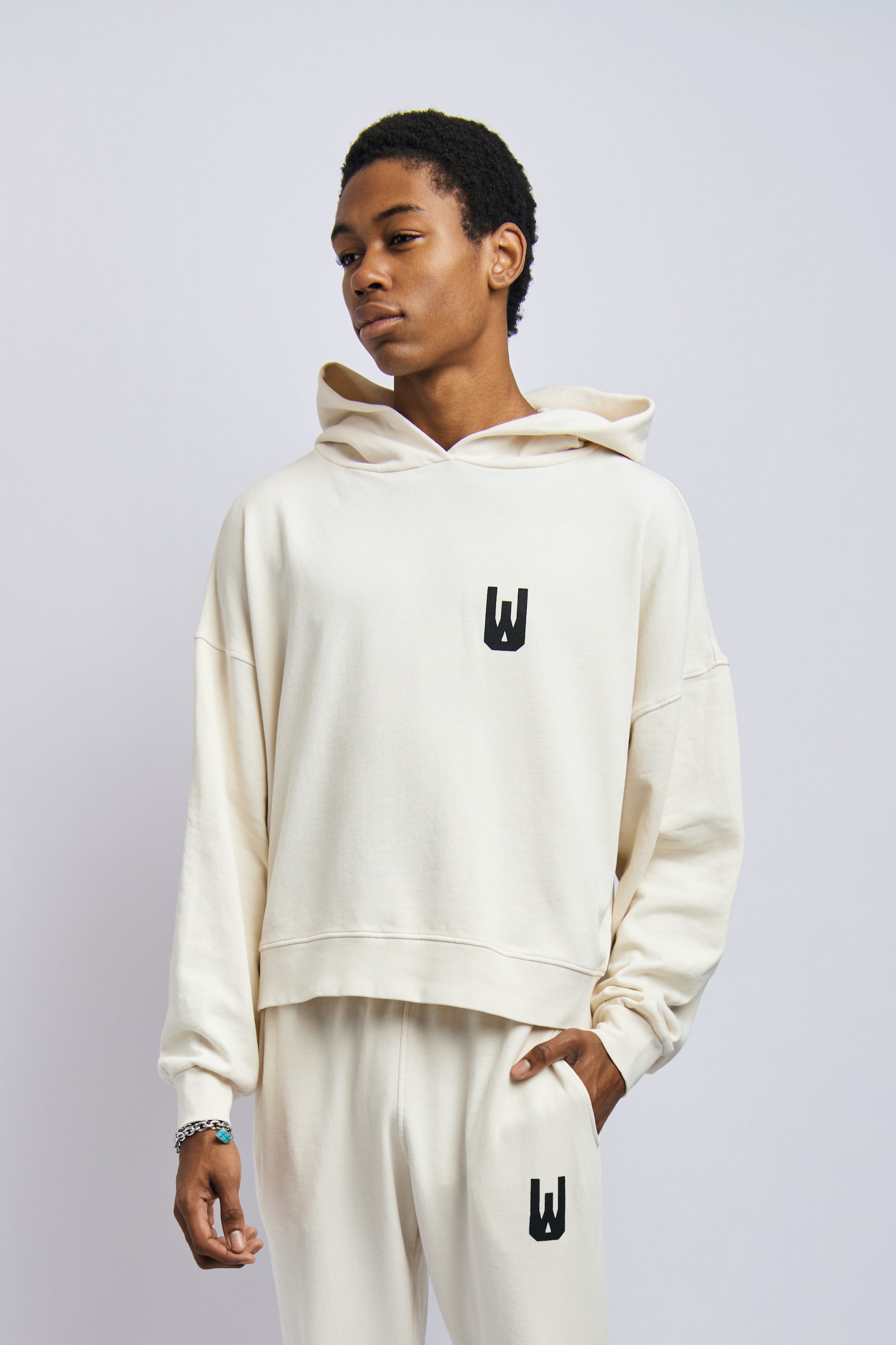 Men's Icon Cloudfleece Cropped Hoodie, Alabaster White
