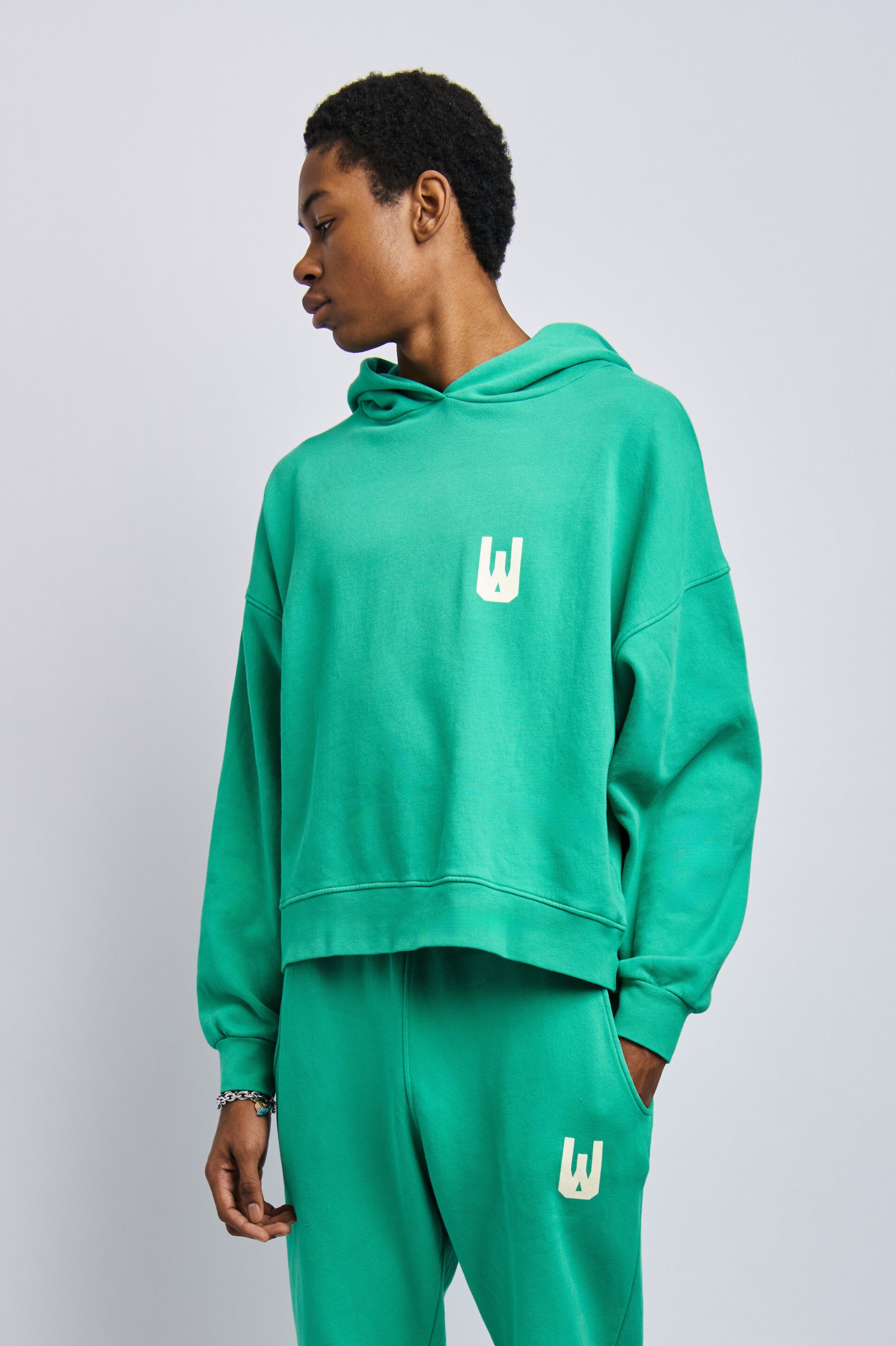 Men's Icon Cloudfleece Cropped Hoodie, Digital Green