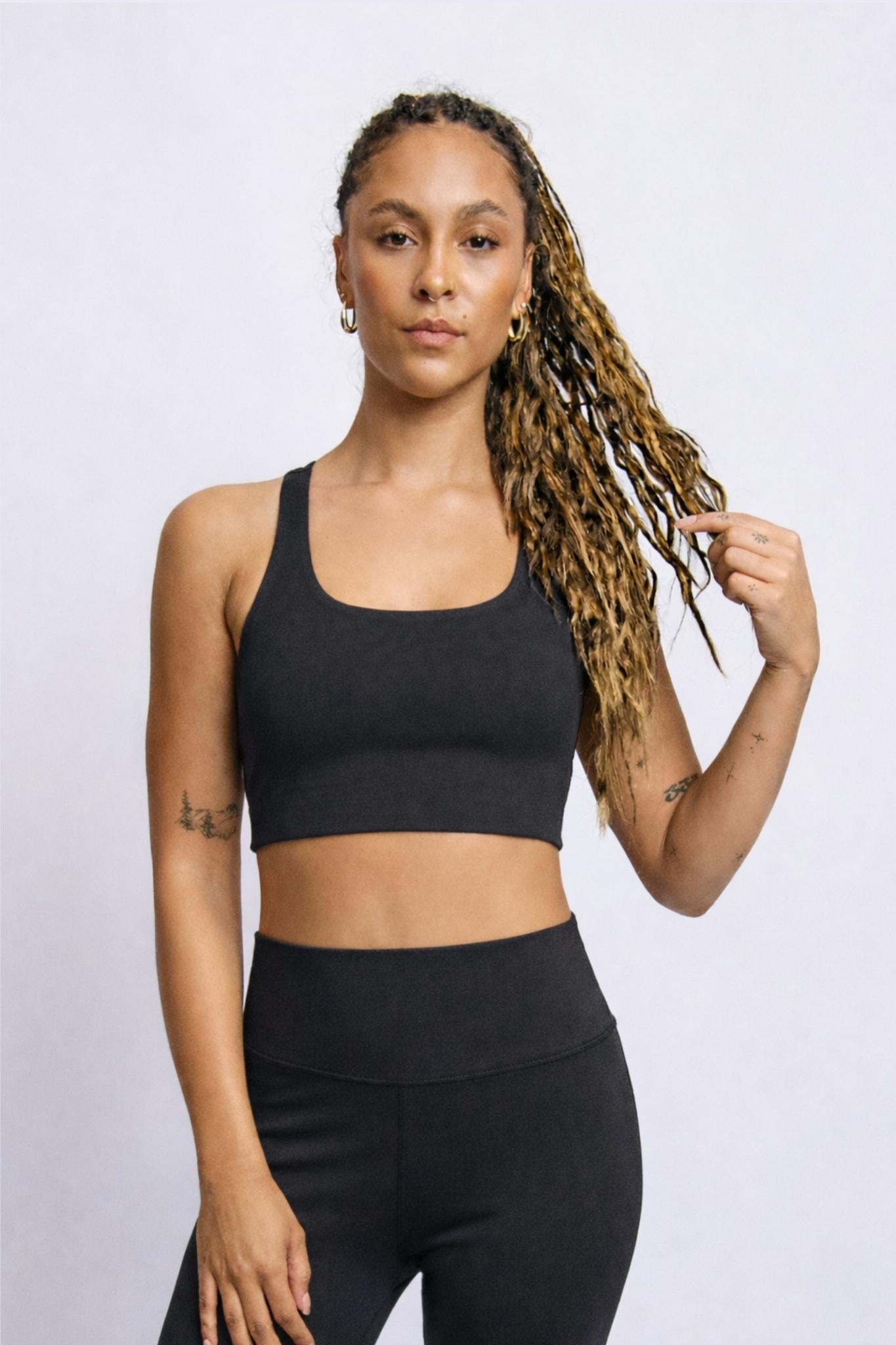 Organic Cotton Low Neck Bra - Raven Black