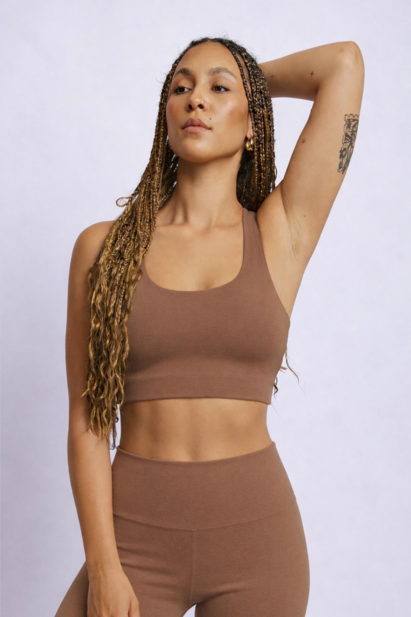 Organic Cotton Low Neck Bra - Thrush Brown