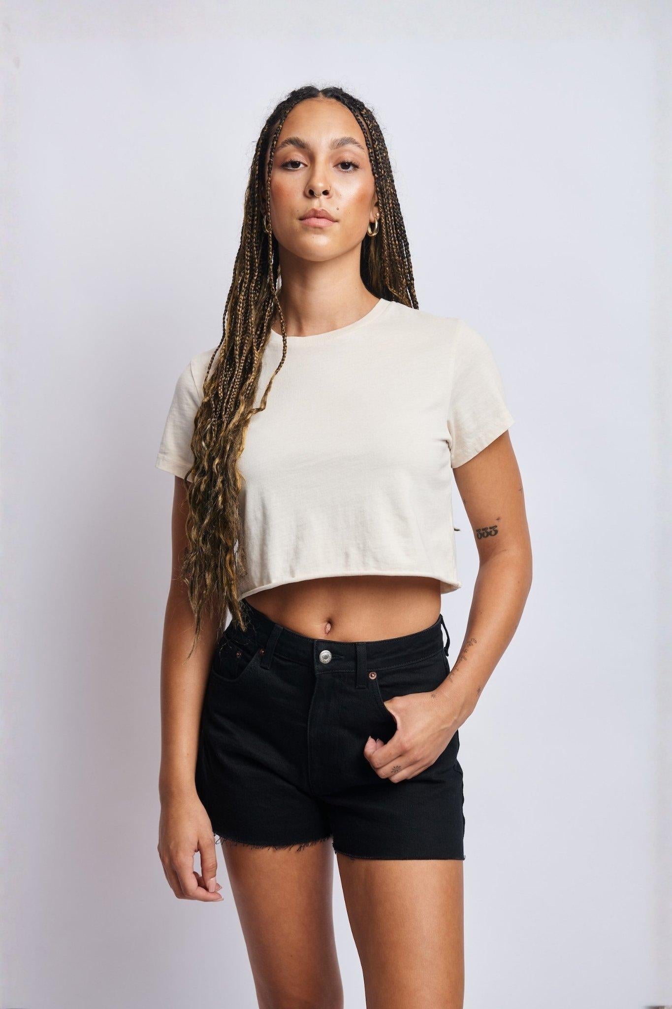 Midweight Cropped Tee, Cosmic Sand