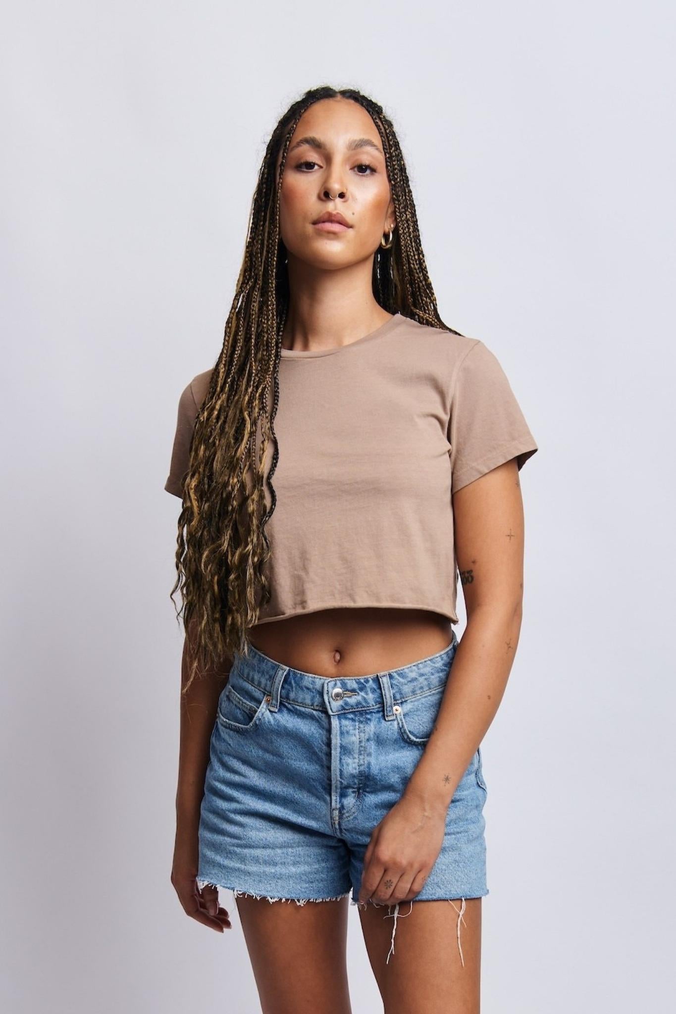 Midweight Cropped Tee, Desert Clay