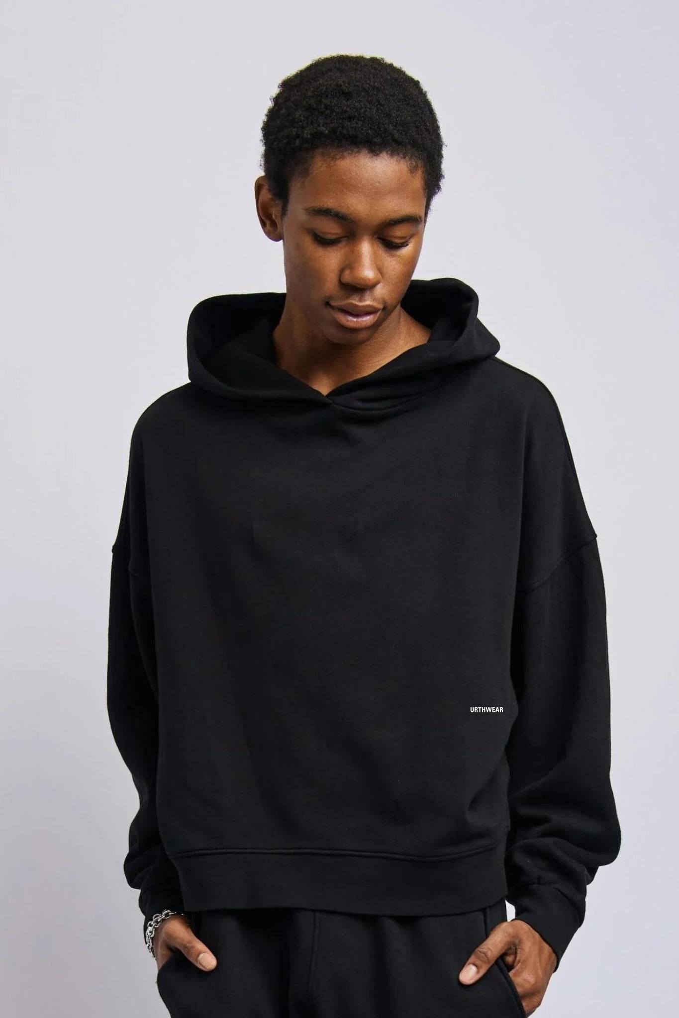 The Cropped Hoodie - Super Black