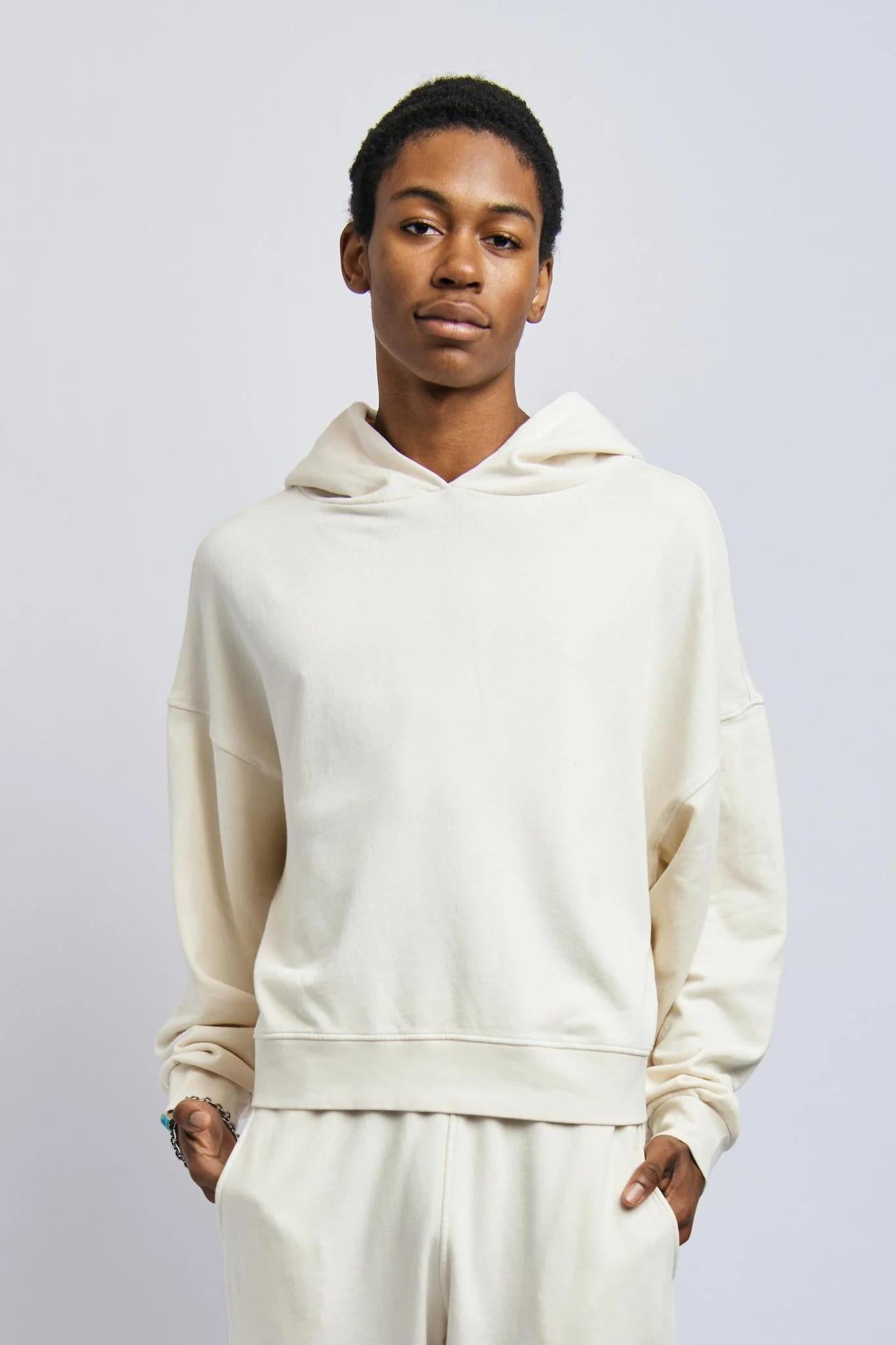 Men's Lightweight Boxy Hoodie, Alabaster White