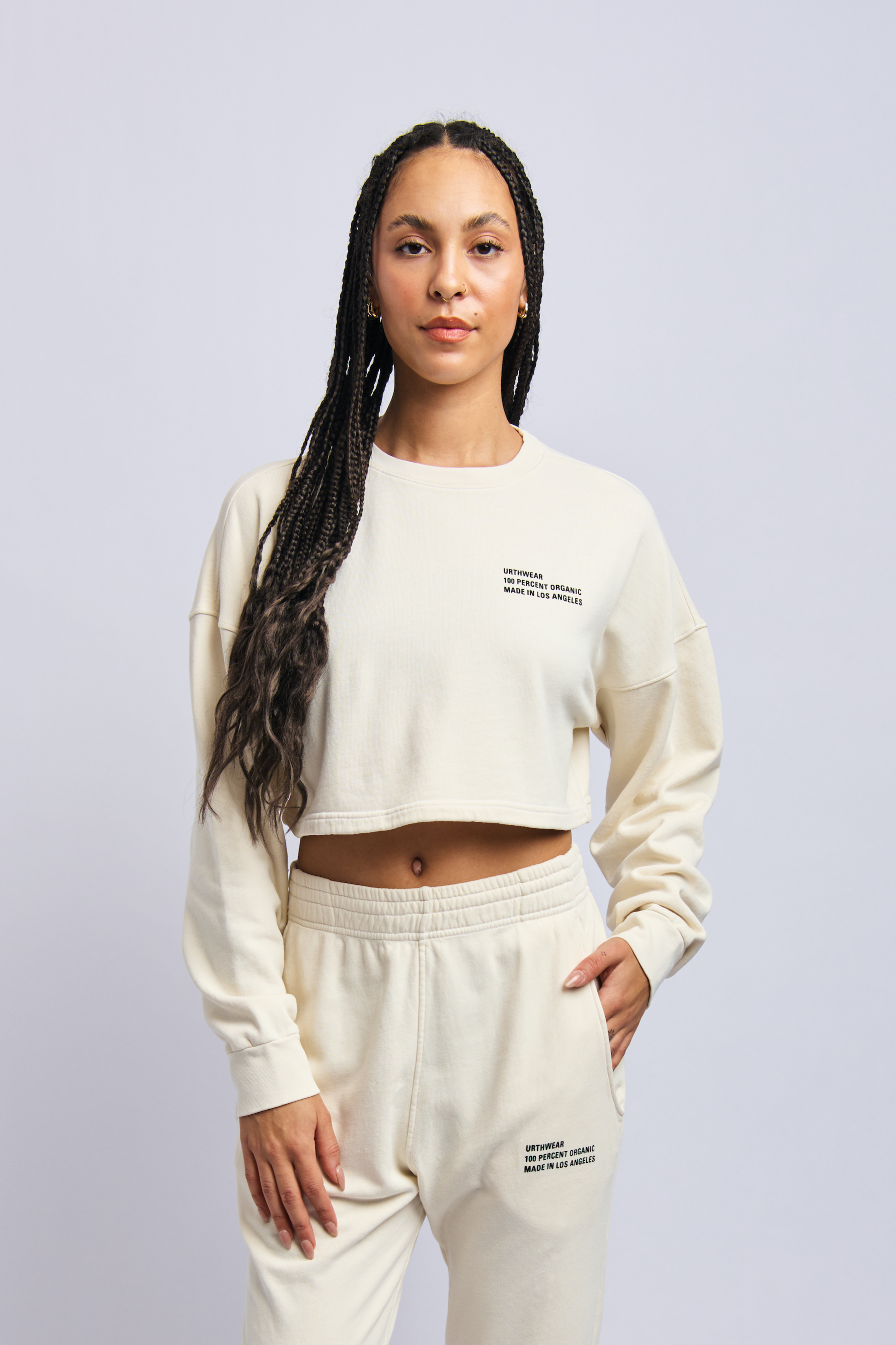 T.japan sweat cropped tops 新品 Women's Organic Cotton Cloudfleece Relaxed Cropped Origins