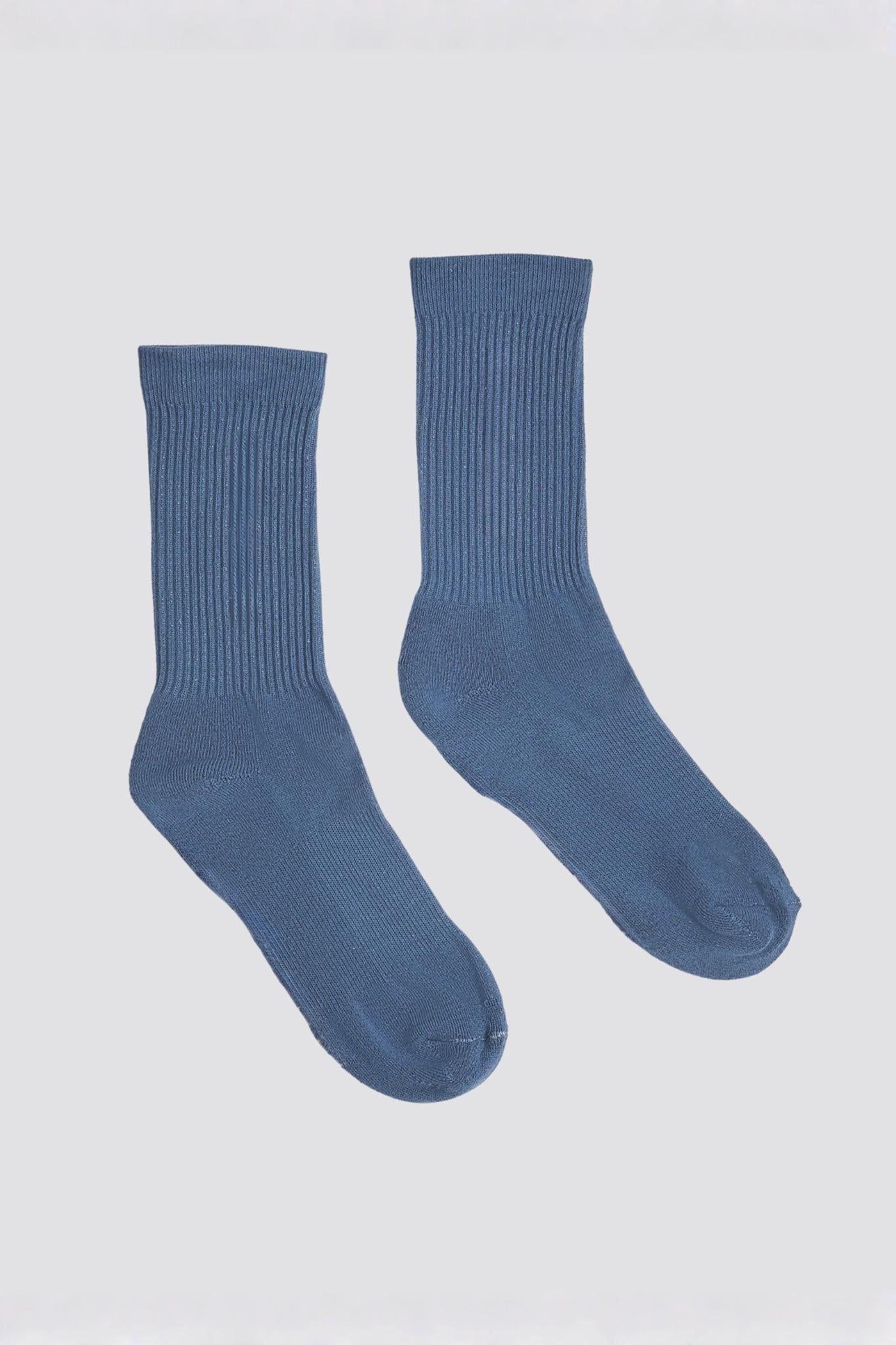 Softknit Crew Socks, Stone Blue