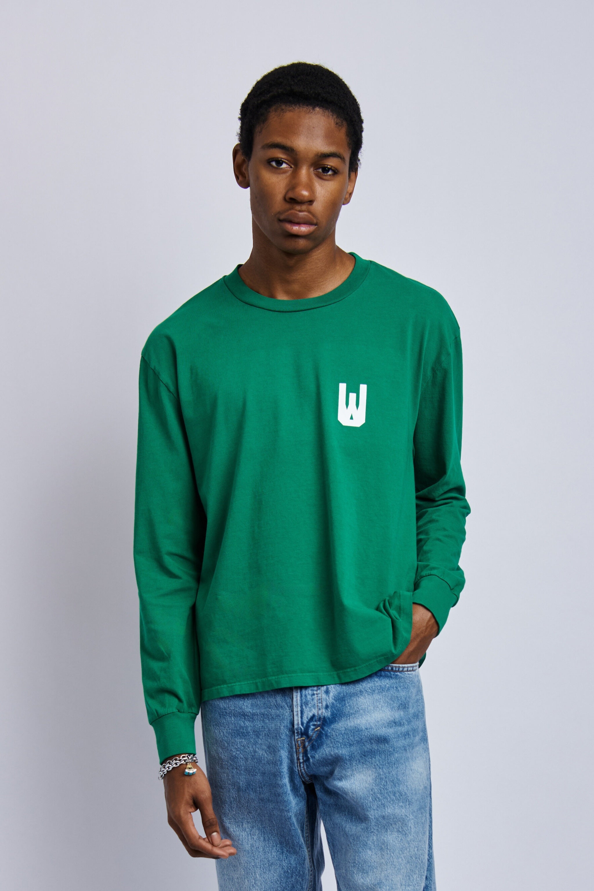 Men's Long Sleeve - Green, Relaxed Fit, GOTS Certified Organic