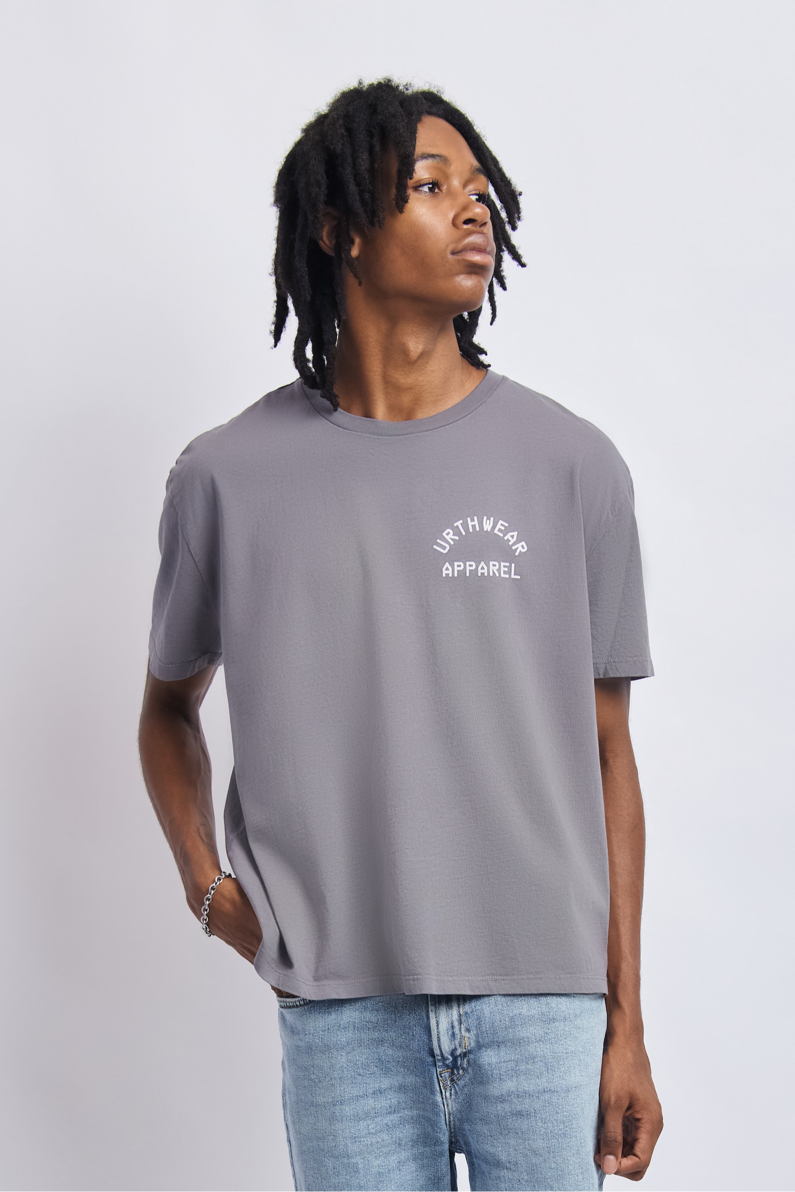 Logo Midweight Relaxed Tee, Gravel Grey